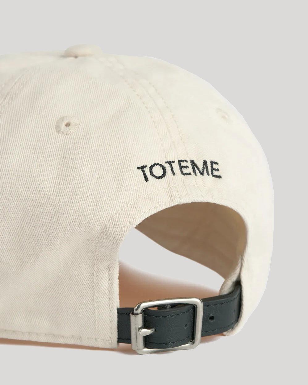 Toteme Leather-Trim Cotton Cap Pebble