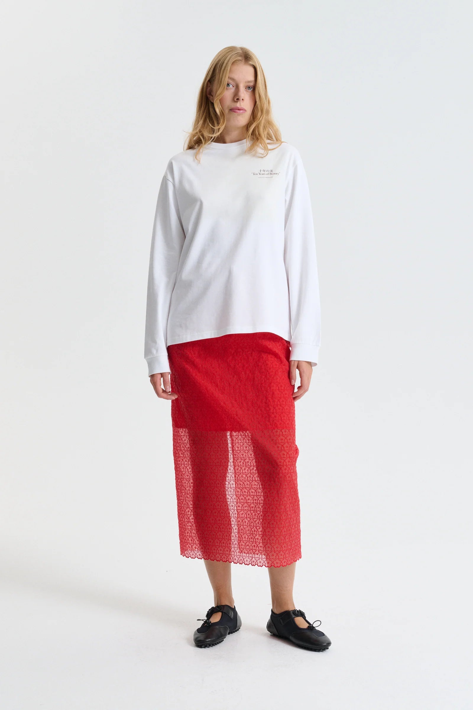 Cecilie Bahnsen White/Red Printed Jersey T-Shirt
