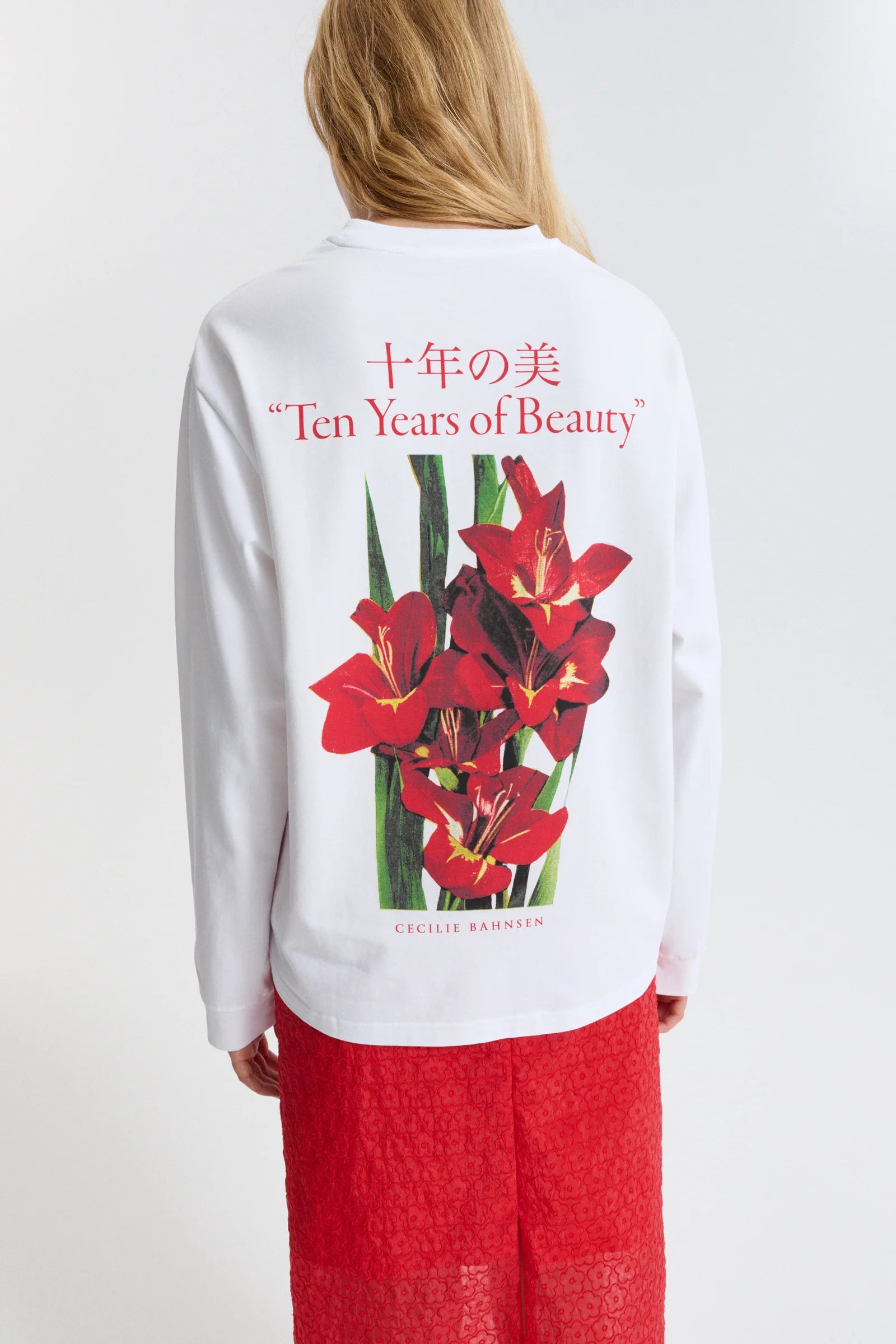 Cecilie Bahnsen White/Red Printed Jersey T-Shirt