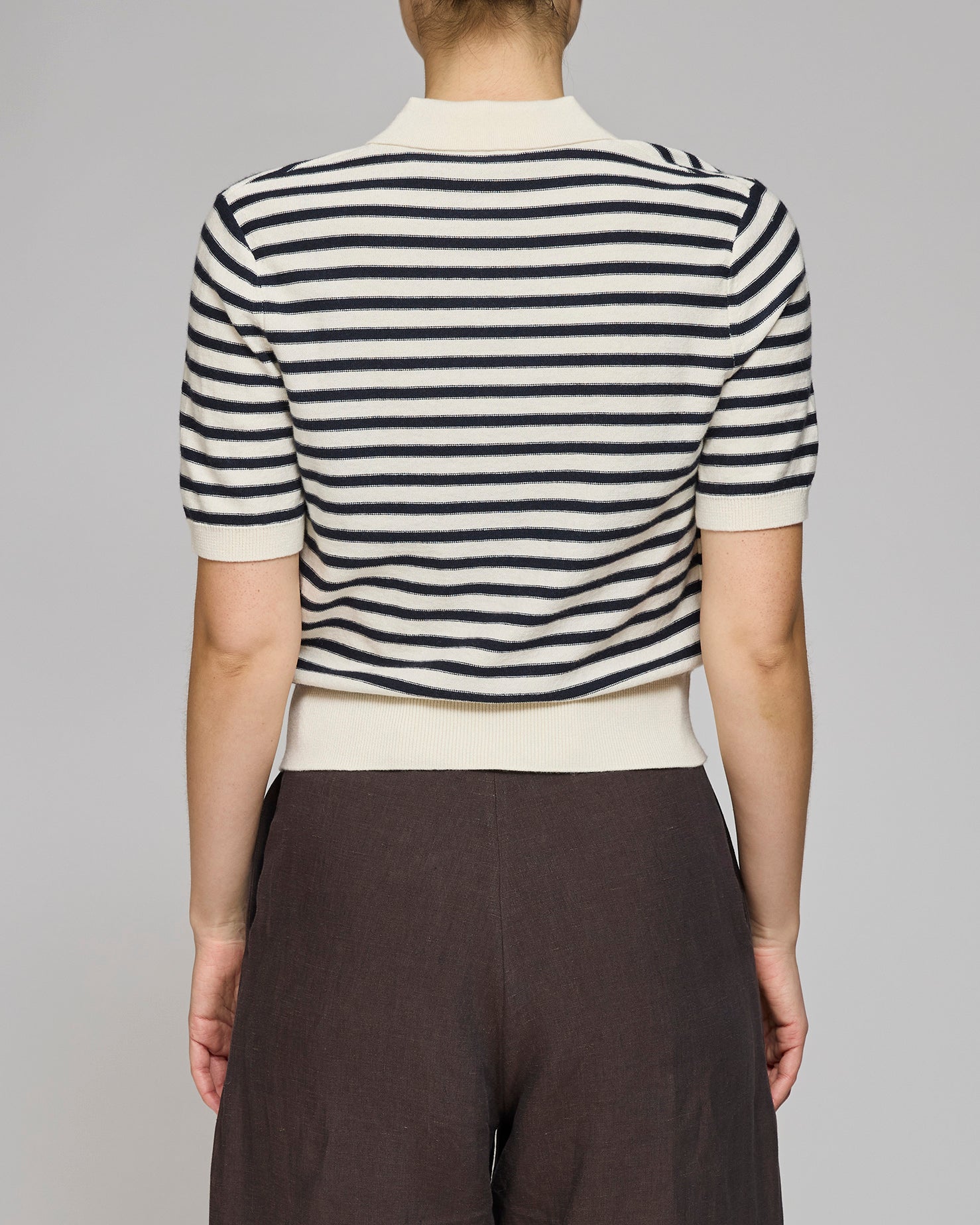 A.P.C. Ecru/Dark Manches Courtes Polo