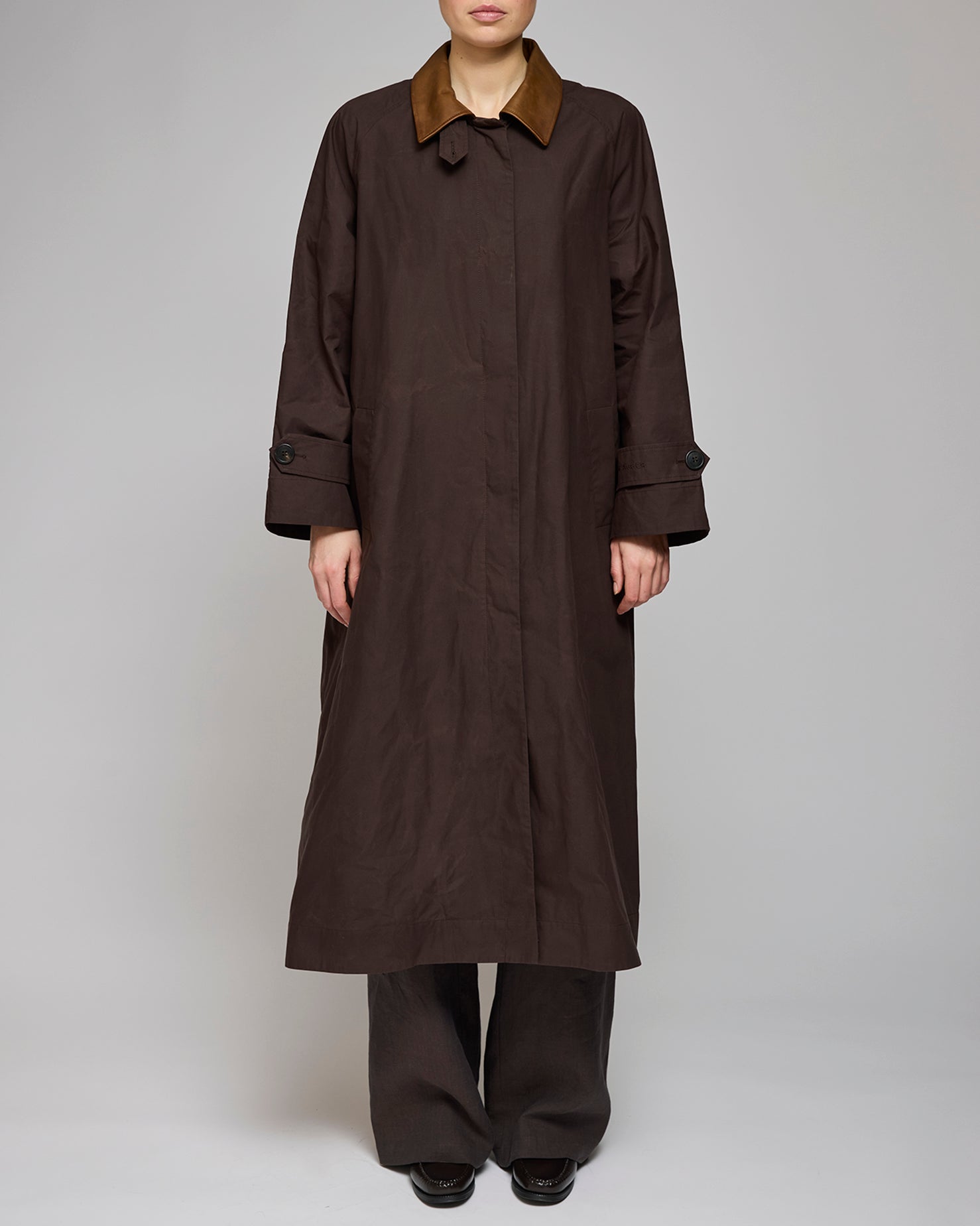 Af Agger Brown Waxed Cotton Mac Coat