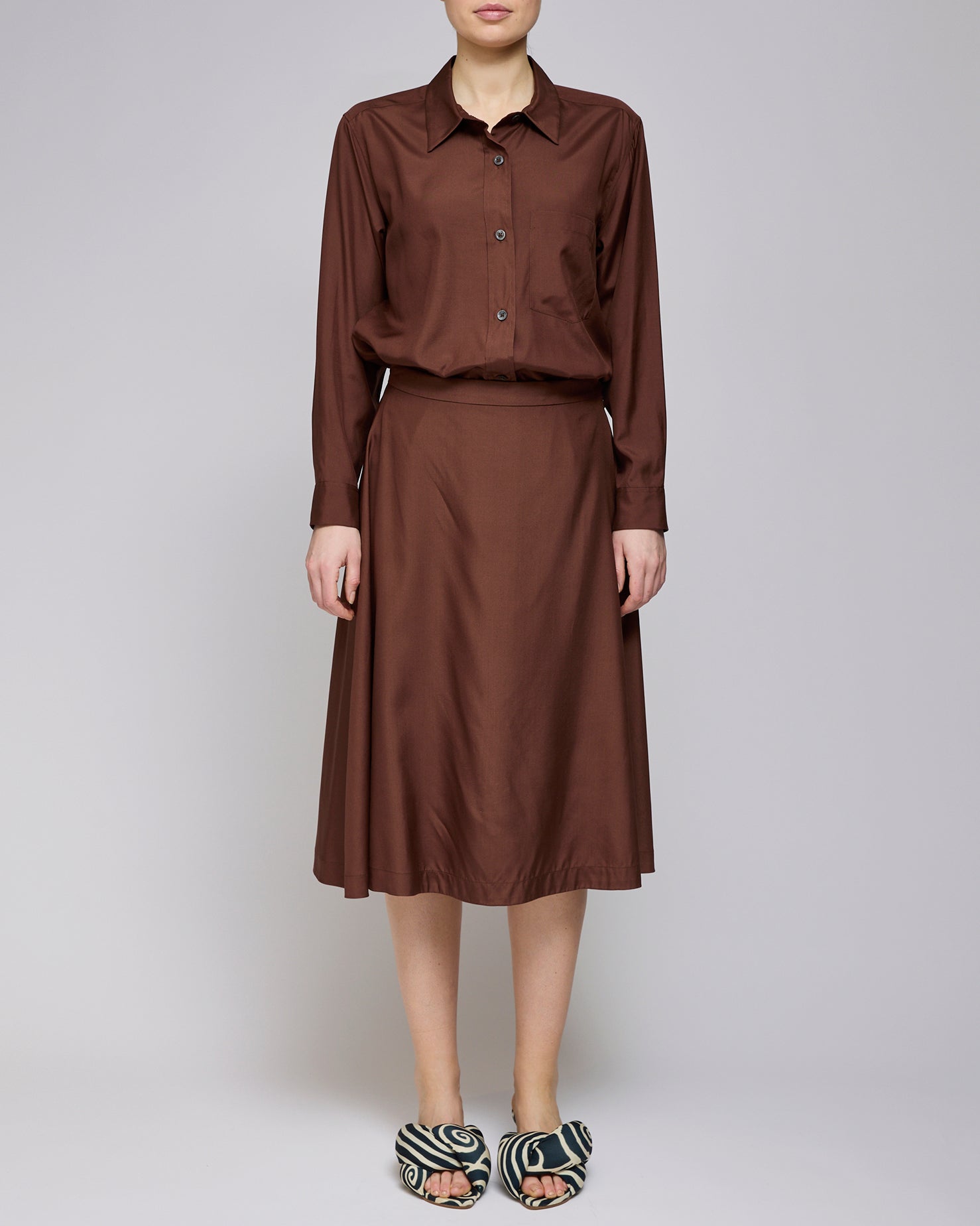 Margaret Howell Rich Brown Full Skirt