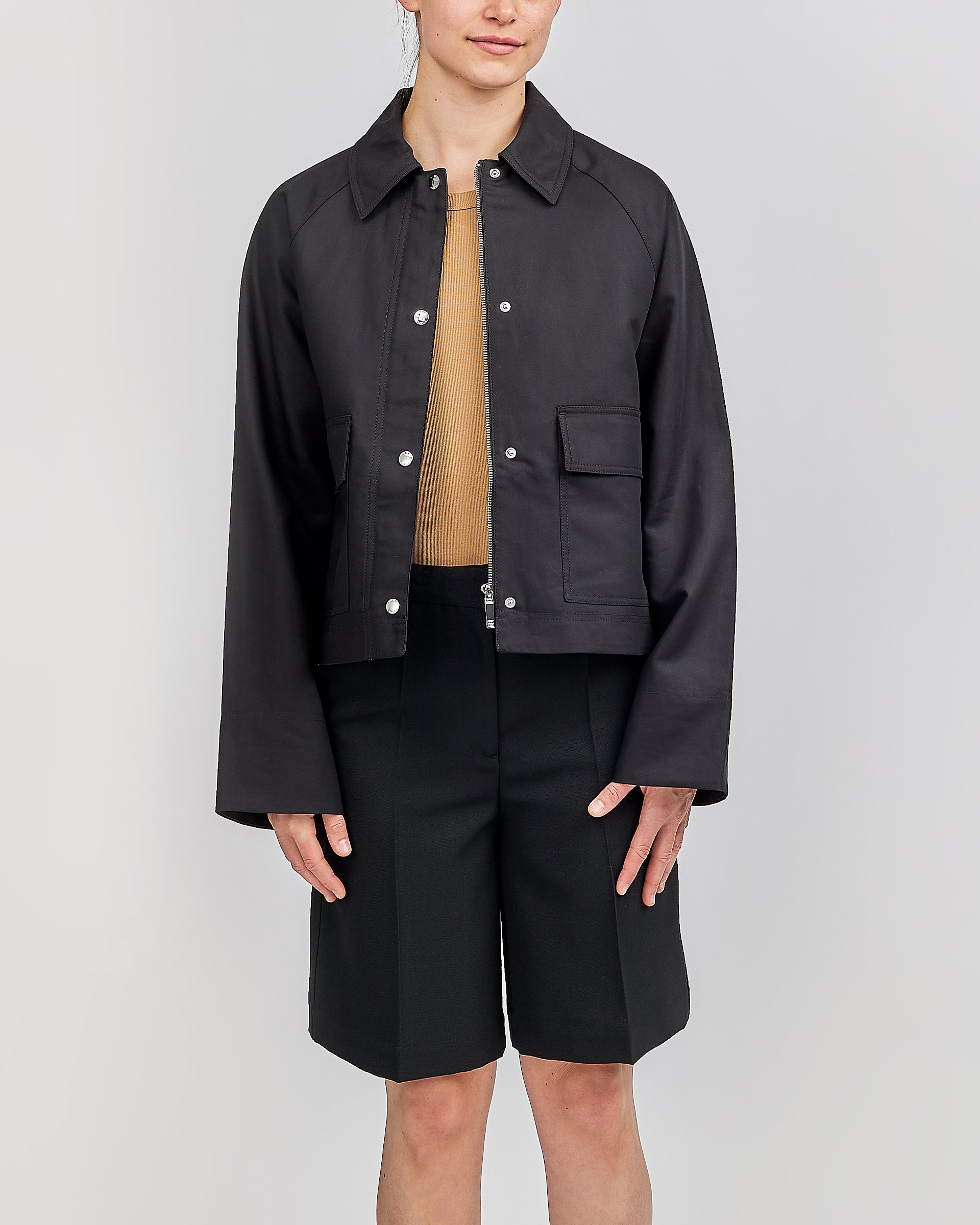 Toteme Cropped Cotton Jacket Black