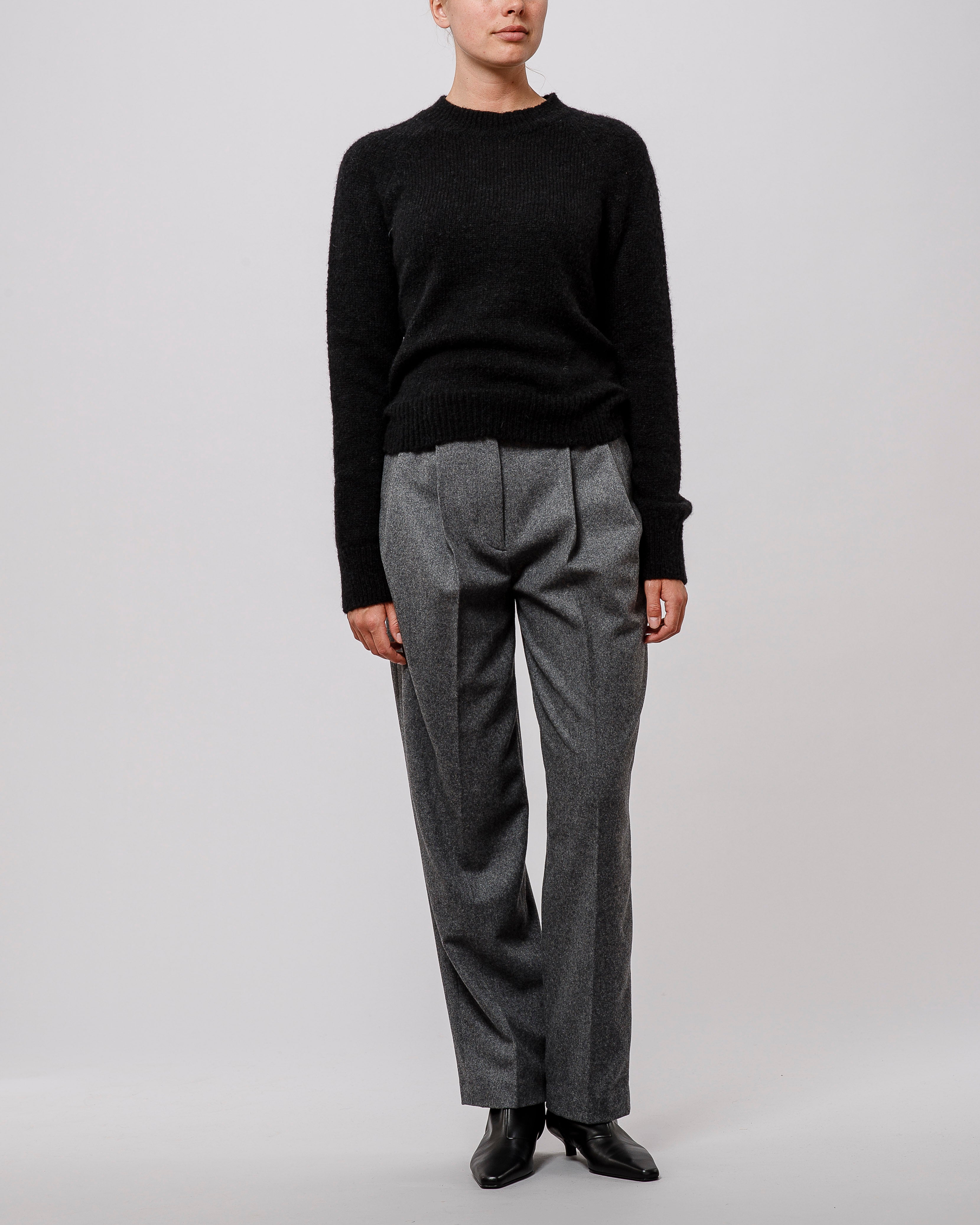 Toteme Double-Pleated Tailored Trousers Grey Melange