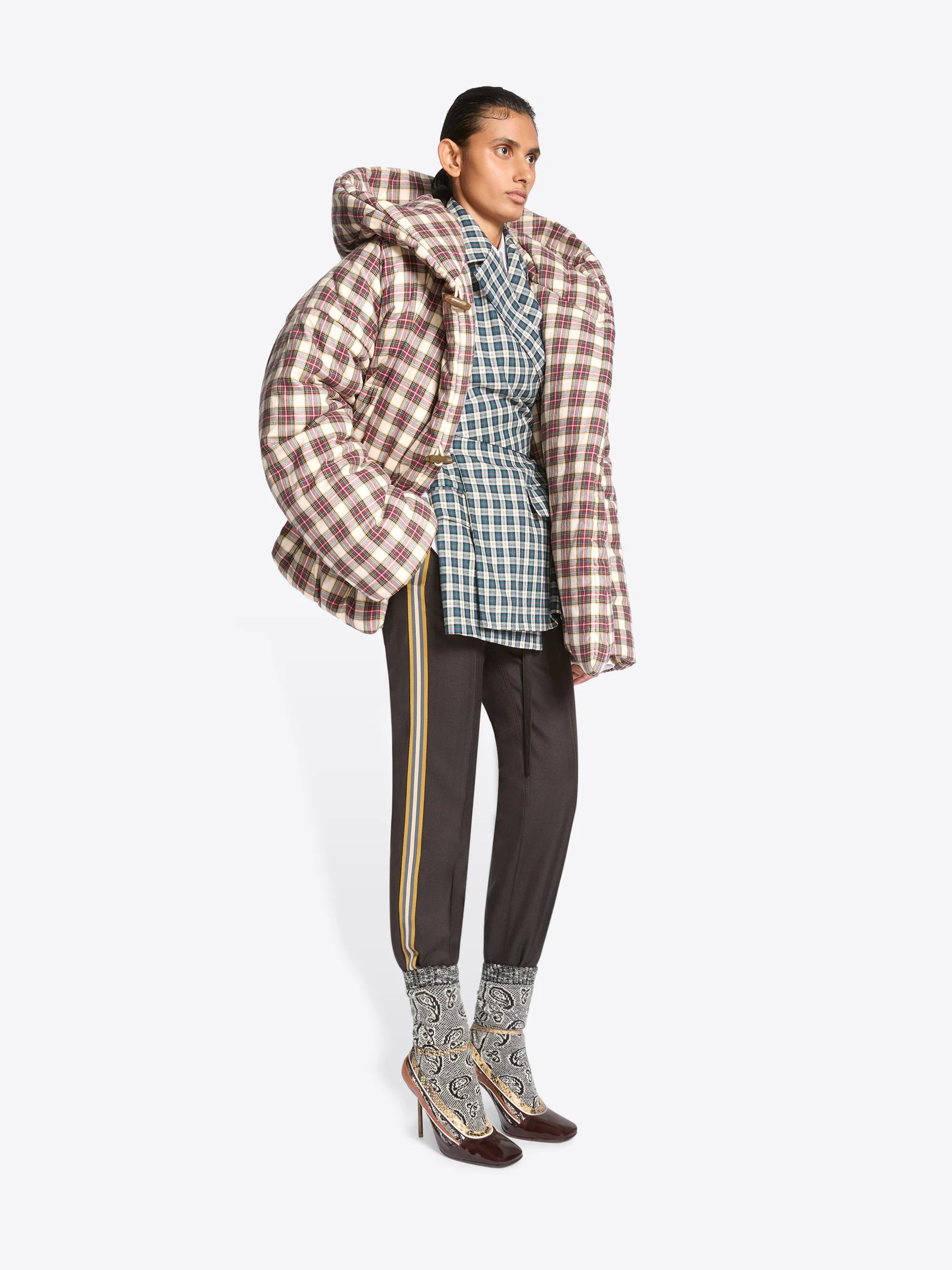 Dries Van Noten Ecru Vacali Flannel Puffer Jacket