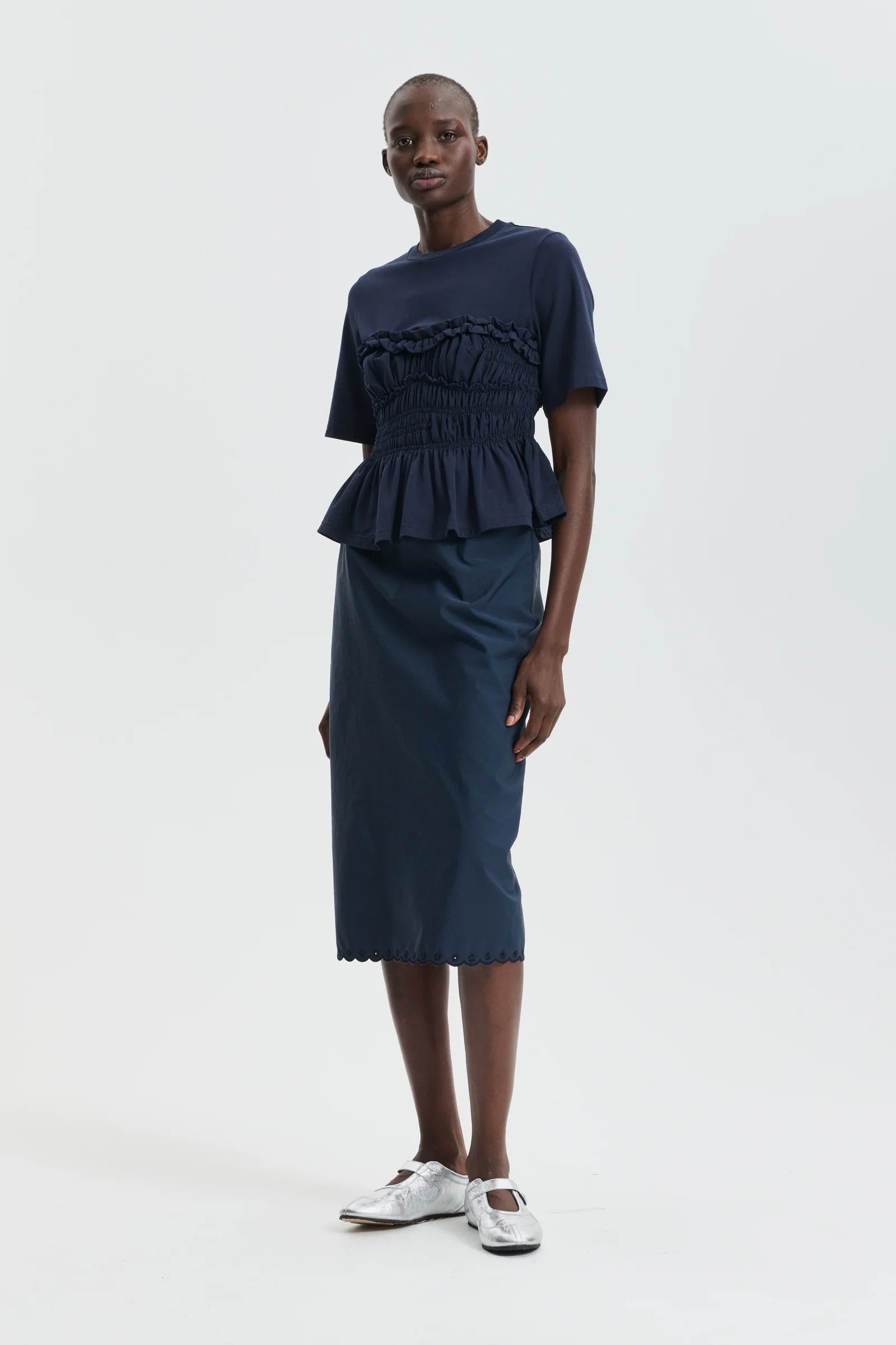 Cecilie Bahnsen Navy Jersey T-shirt