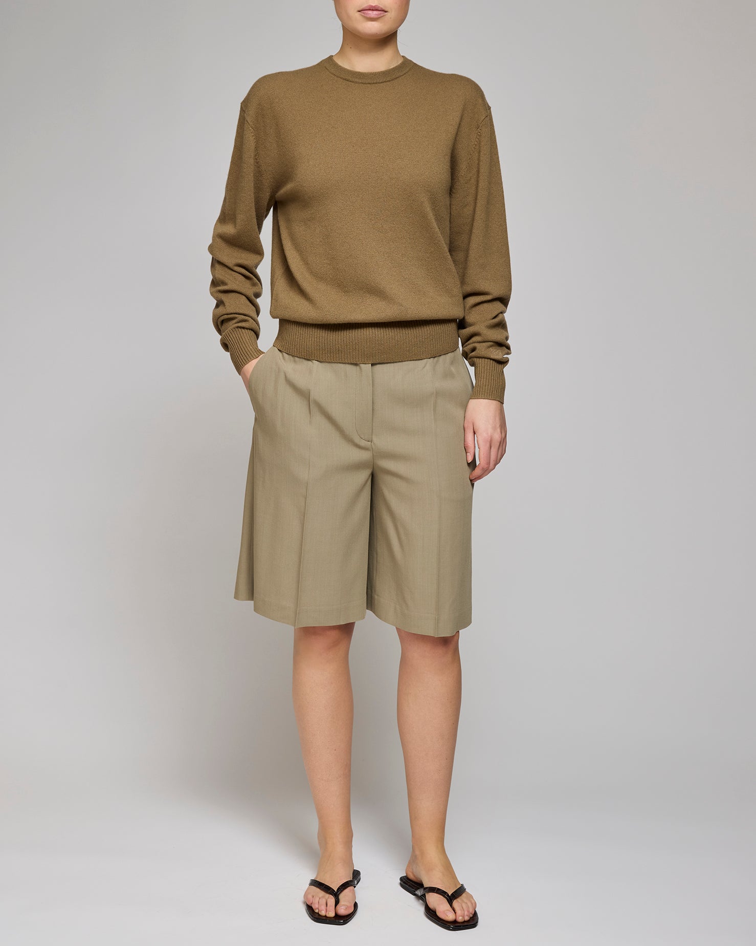 Toteme Taupe Wide Fluid Shorts
