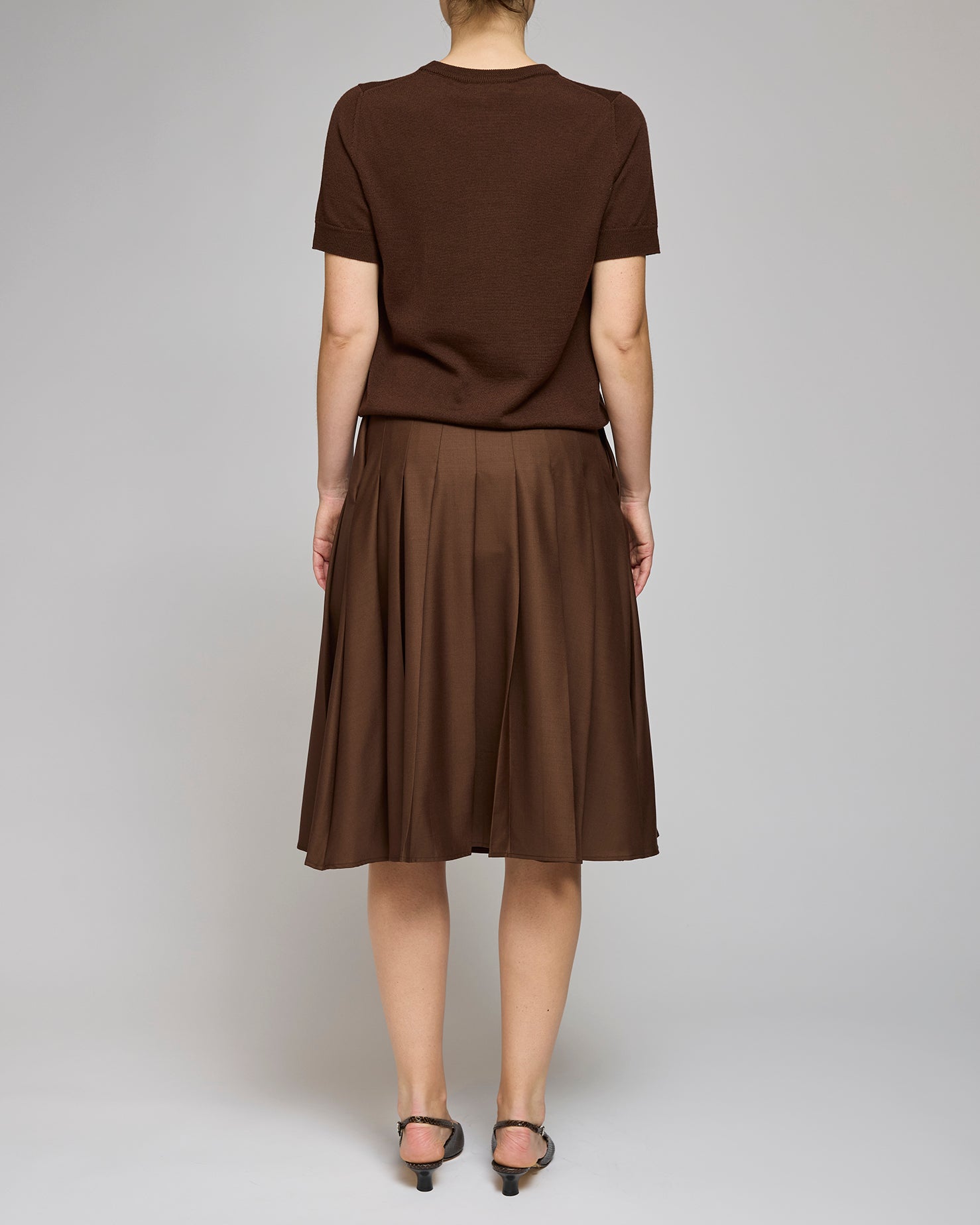 Af Agger Brown Wool Pleated Skirt