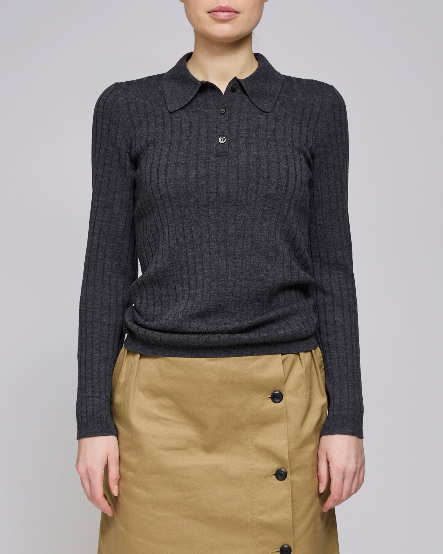 A.P.C. Anthracite A Petites Cótes Polo