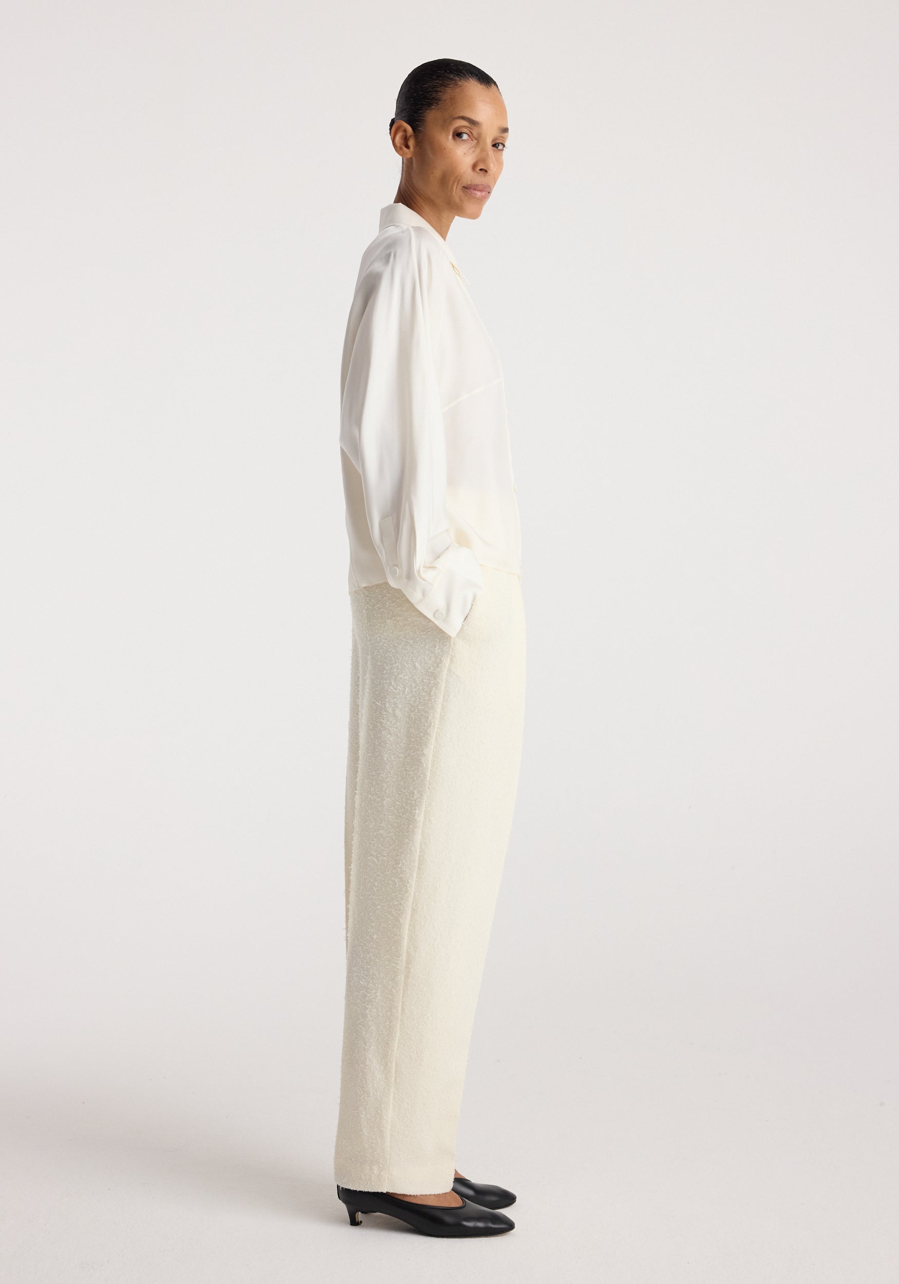 RÓHE Cream Double Breasted Silk Top