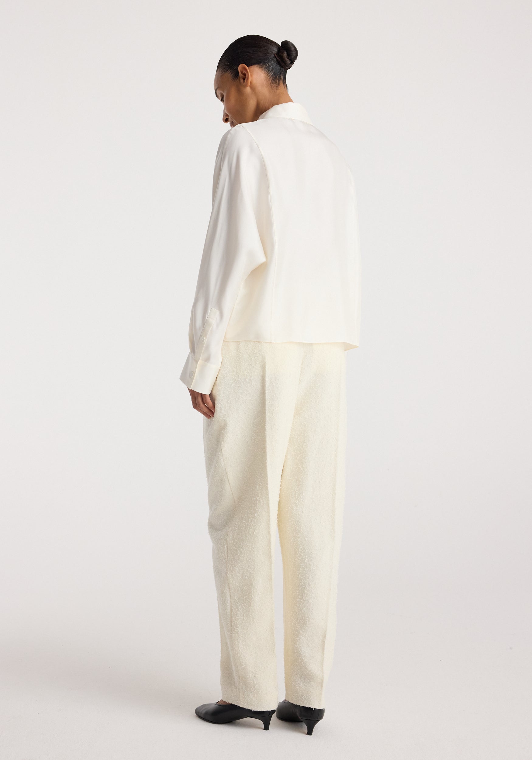 RÓHE Cream Double Breasted Silk Top