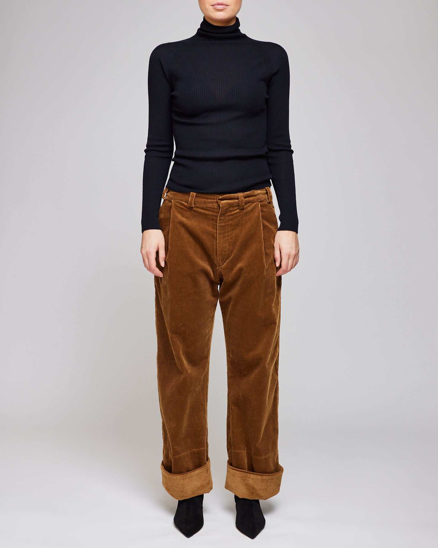 Af Agger Cognac Corduroy Box Trousers