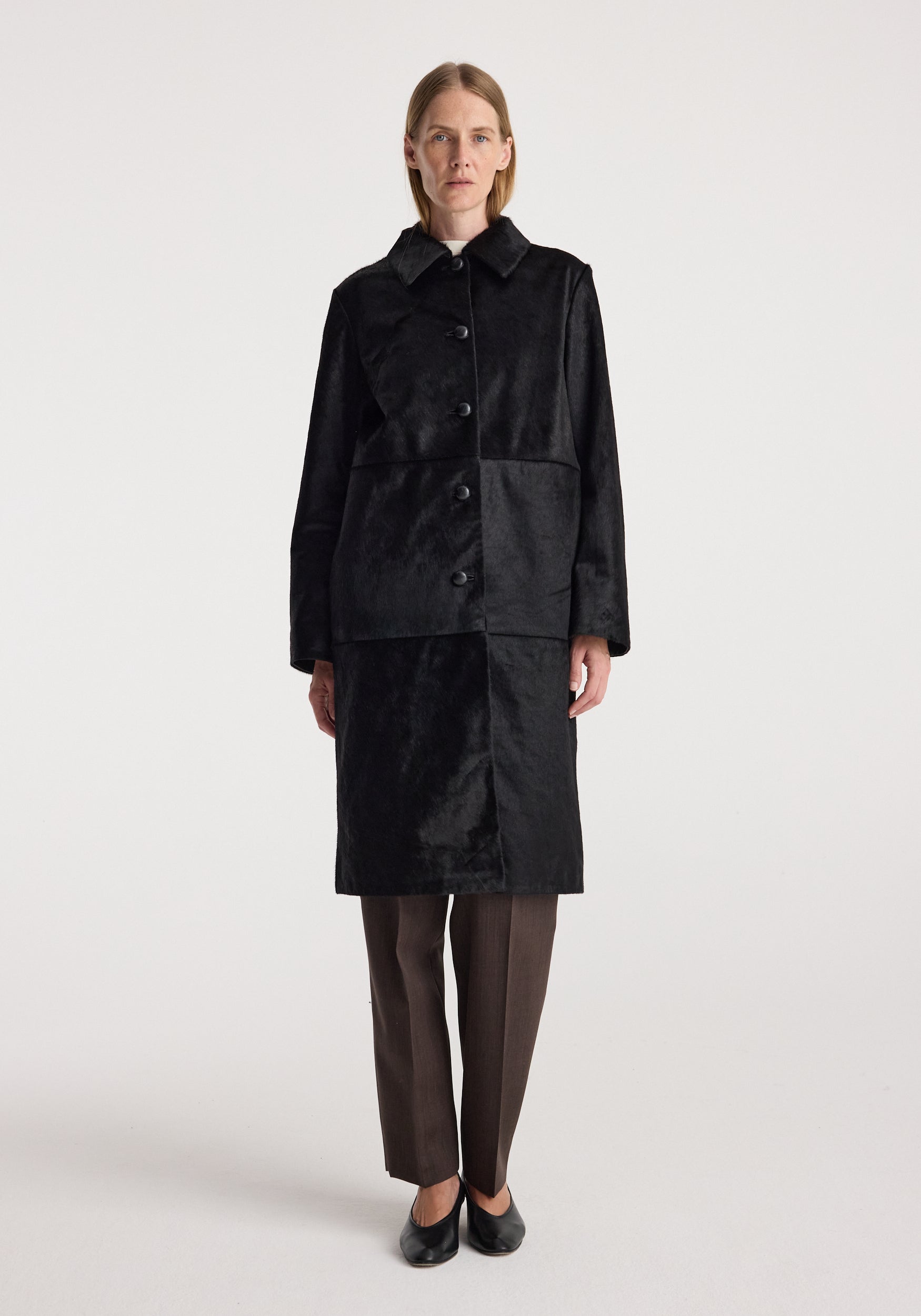 RÓHE Black Ponyhair Coat
