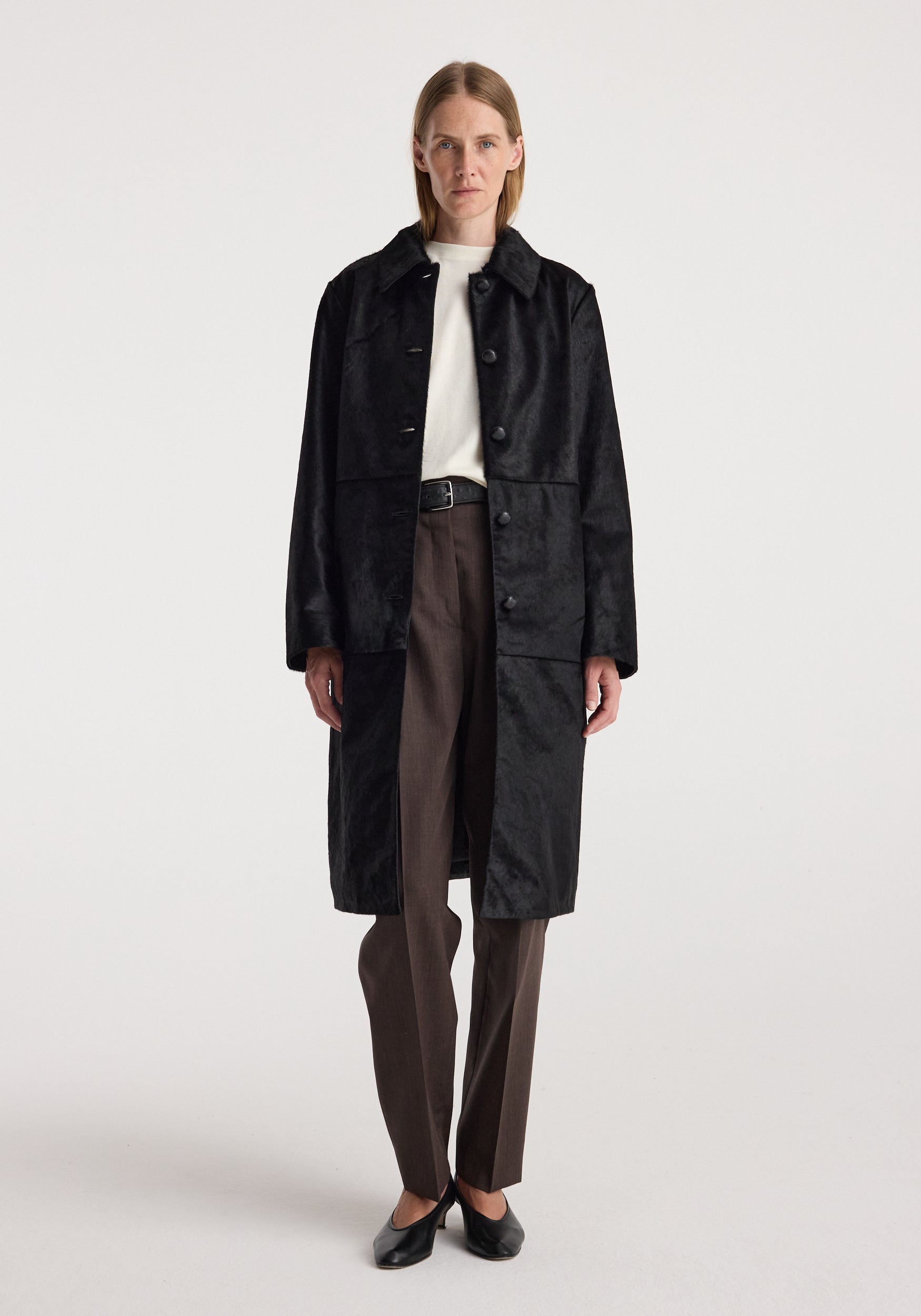 RÓHE Black Ponyhair Coat