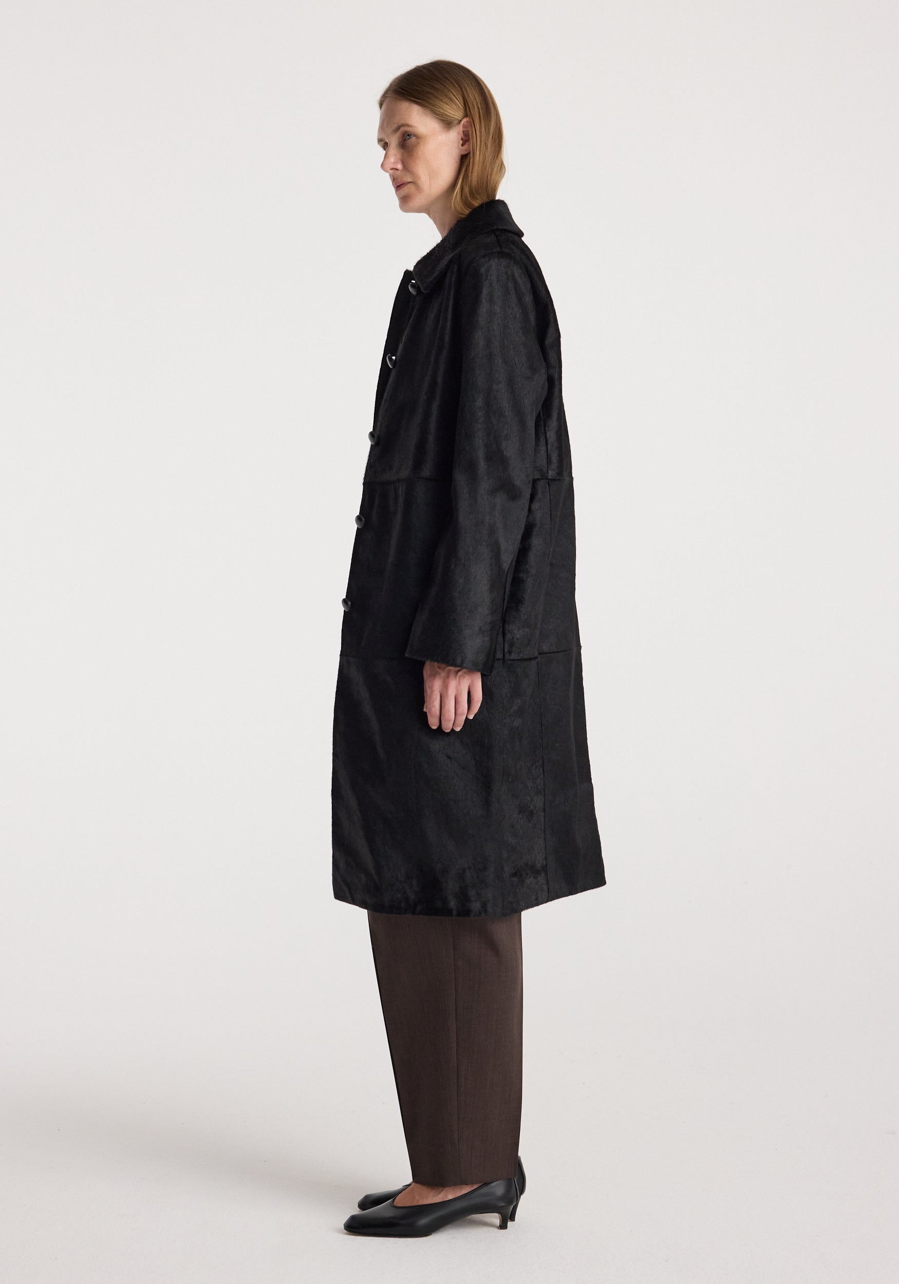 RÓHE Black Ponyhair Coat
