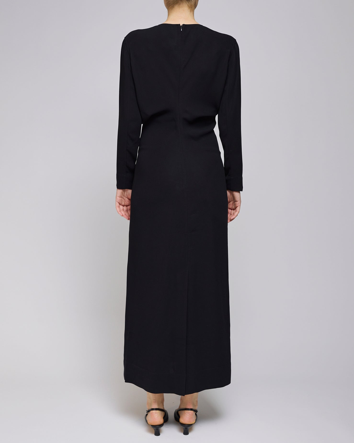 Toteme Black Long-Sleeve Slouch Waist Dress