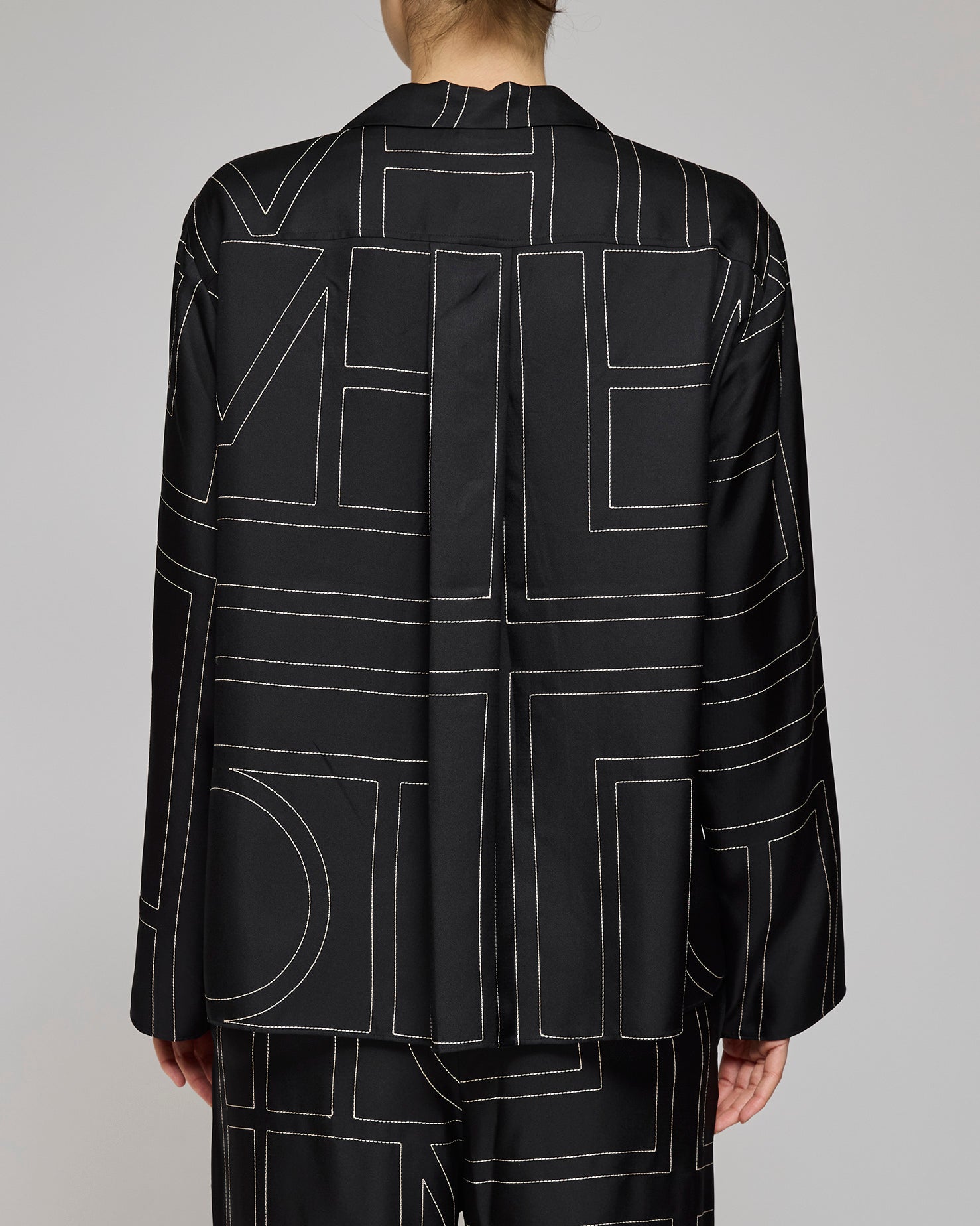 Toteme Black Silk Monogram PJ Top