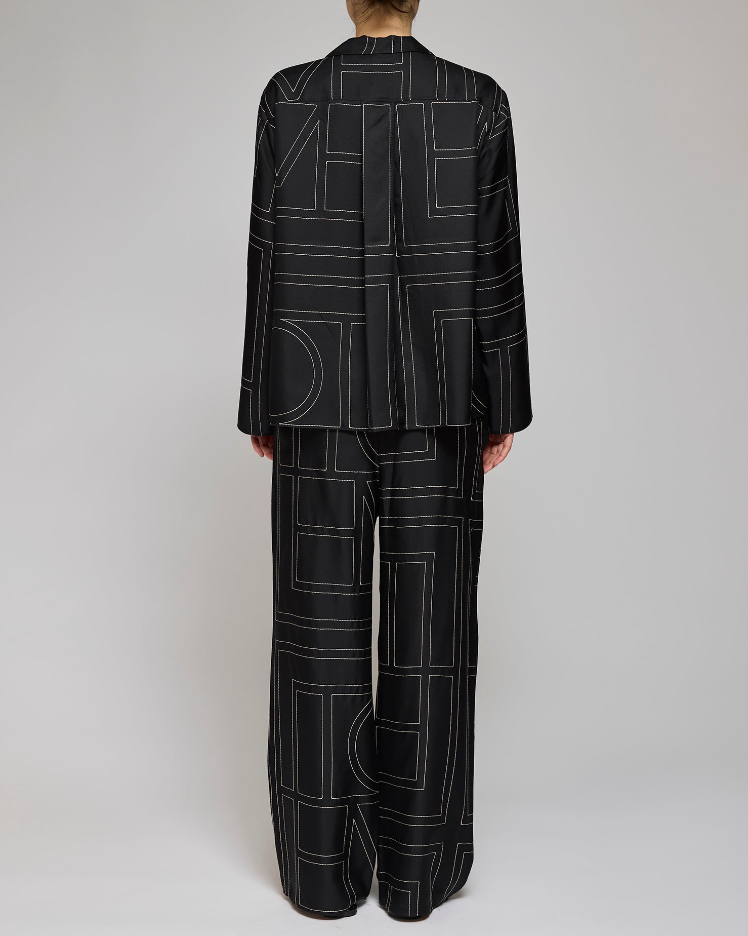 Toteme Black Monogram Silk PJ Pants
