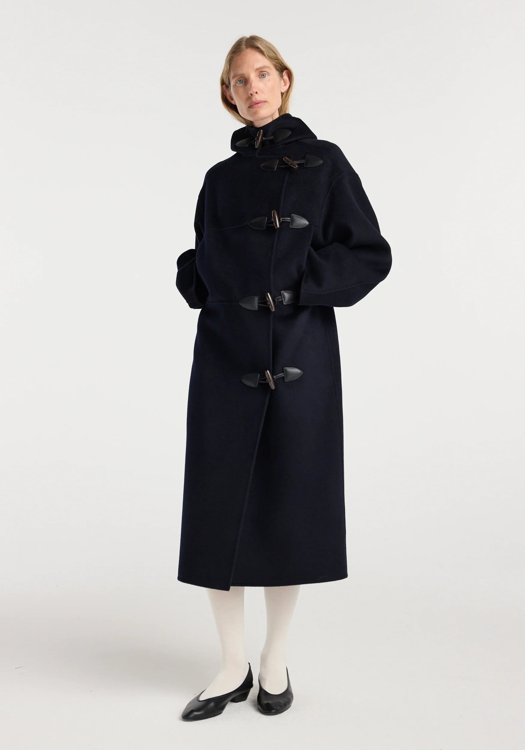 RÓHE Navy Double-faced Wool Duffel Coat