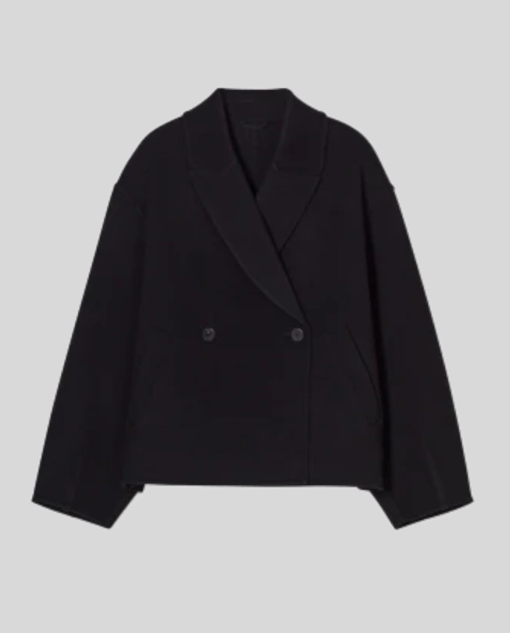 Closed Cropped Pea Black Coat