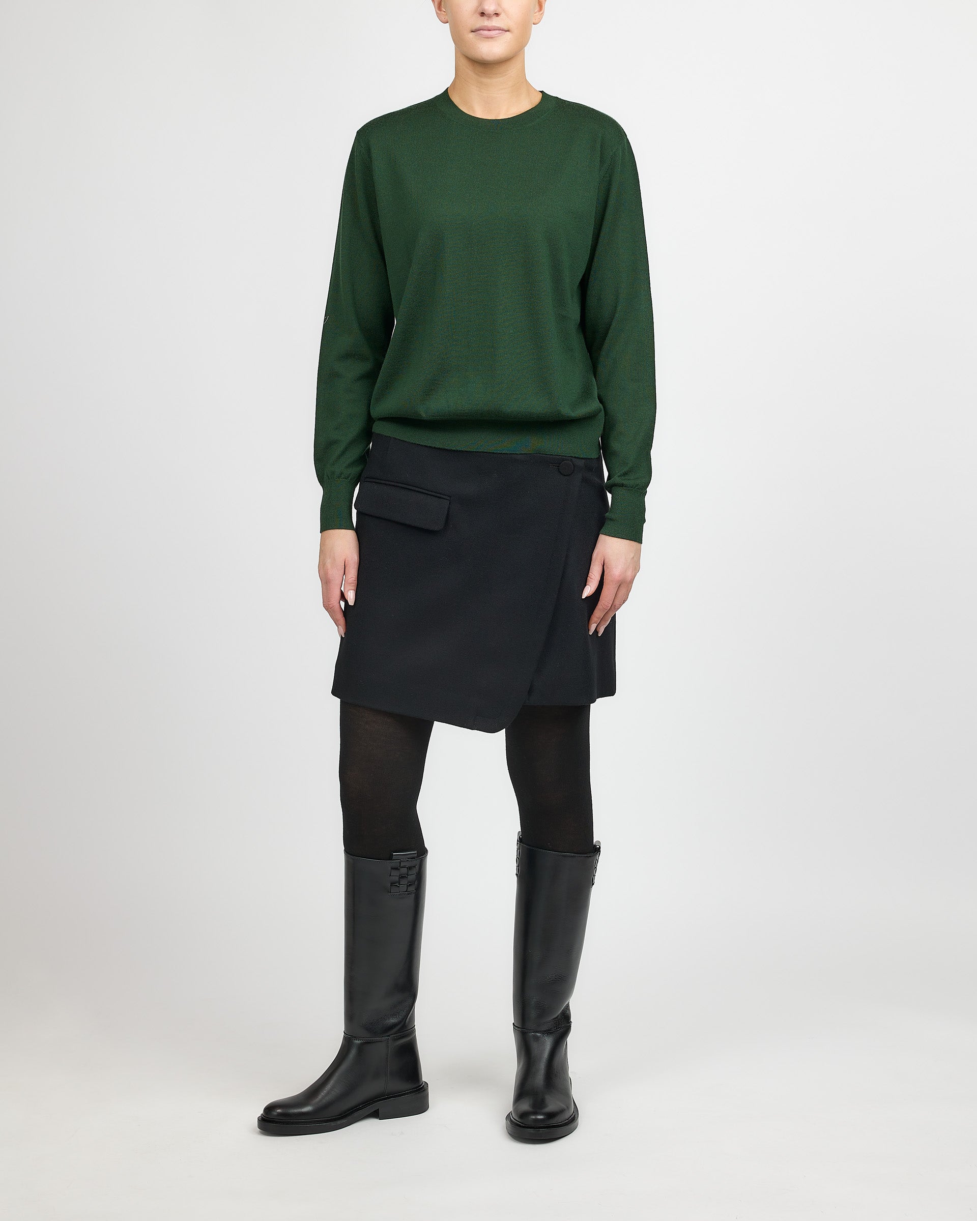 Dries Van Sougies Felt Wool Skirt Black