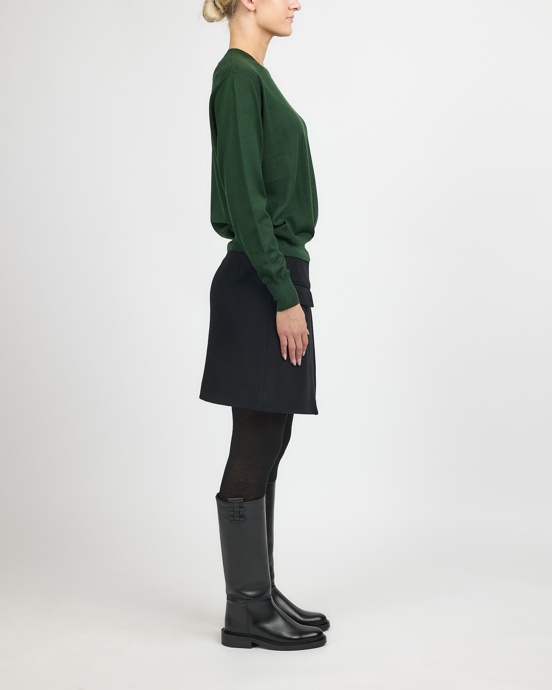 Dries Van Sougies Felt Wool Skirt Black