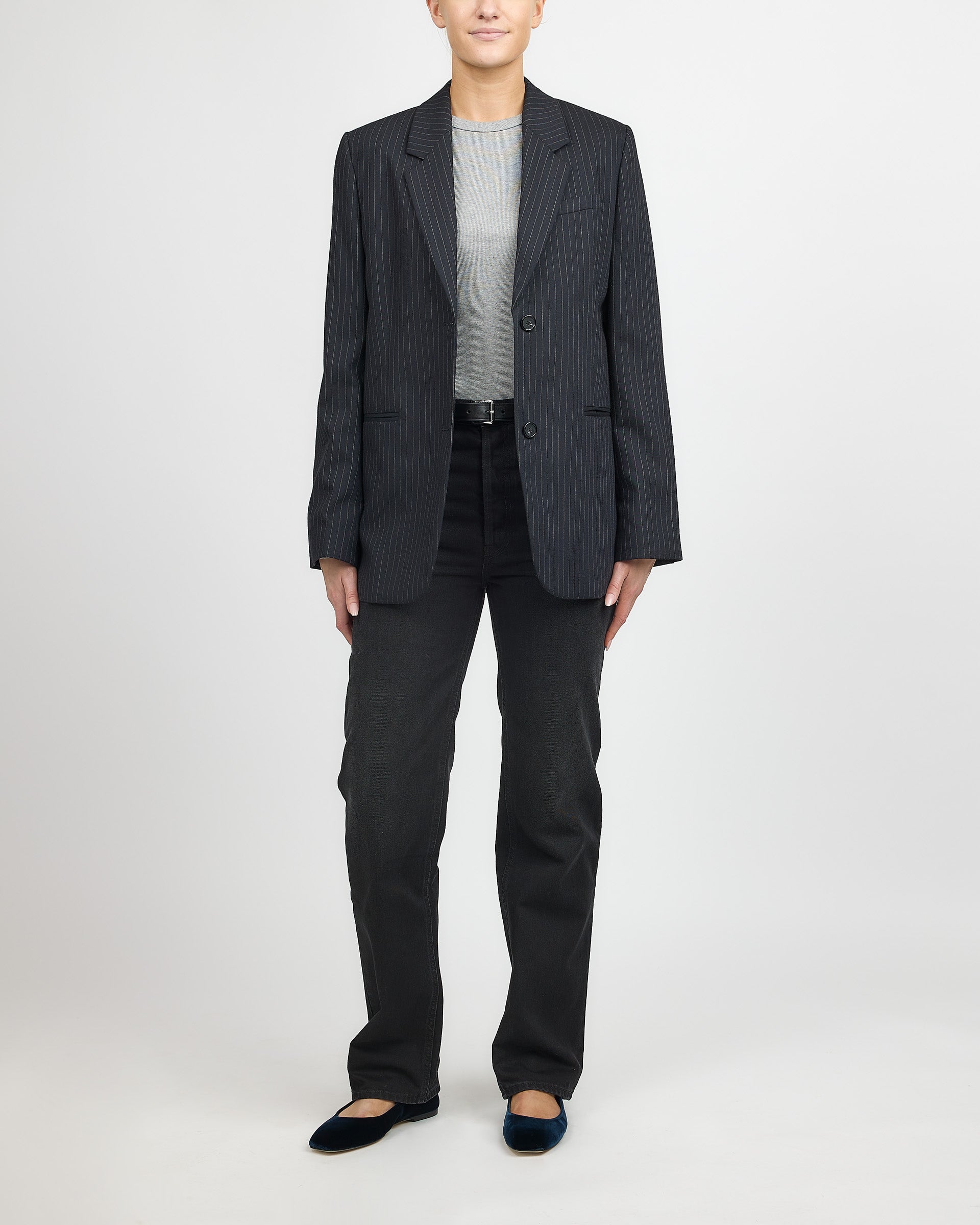 Toteme Tailored Pinstriped Suit Jacket Navy