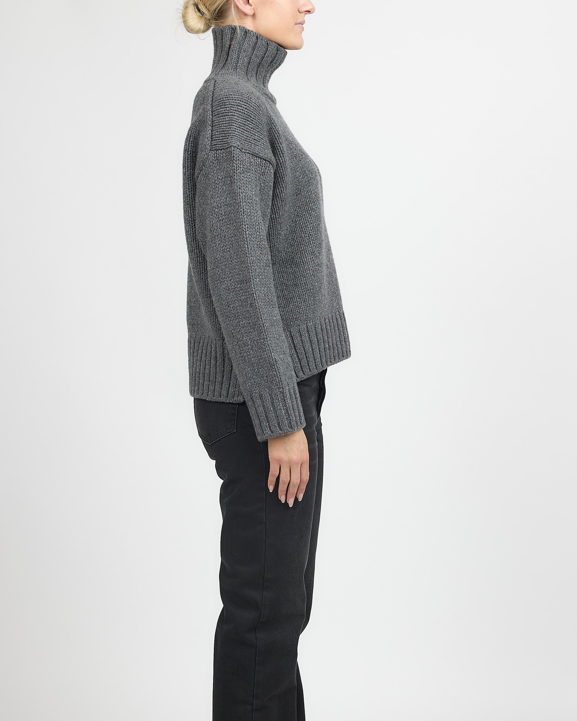 Closed Rollneck Long Sleeve Dark Grey Melange