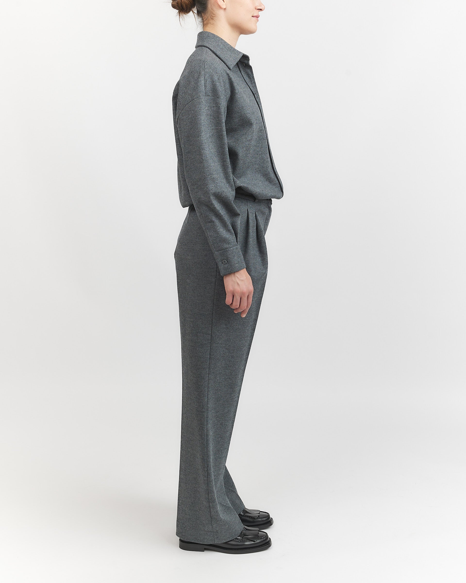 Harris Wharf Double Pleats Trousers Grey