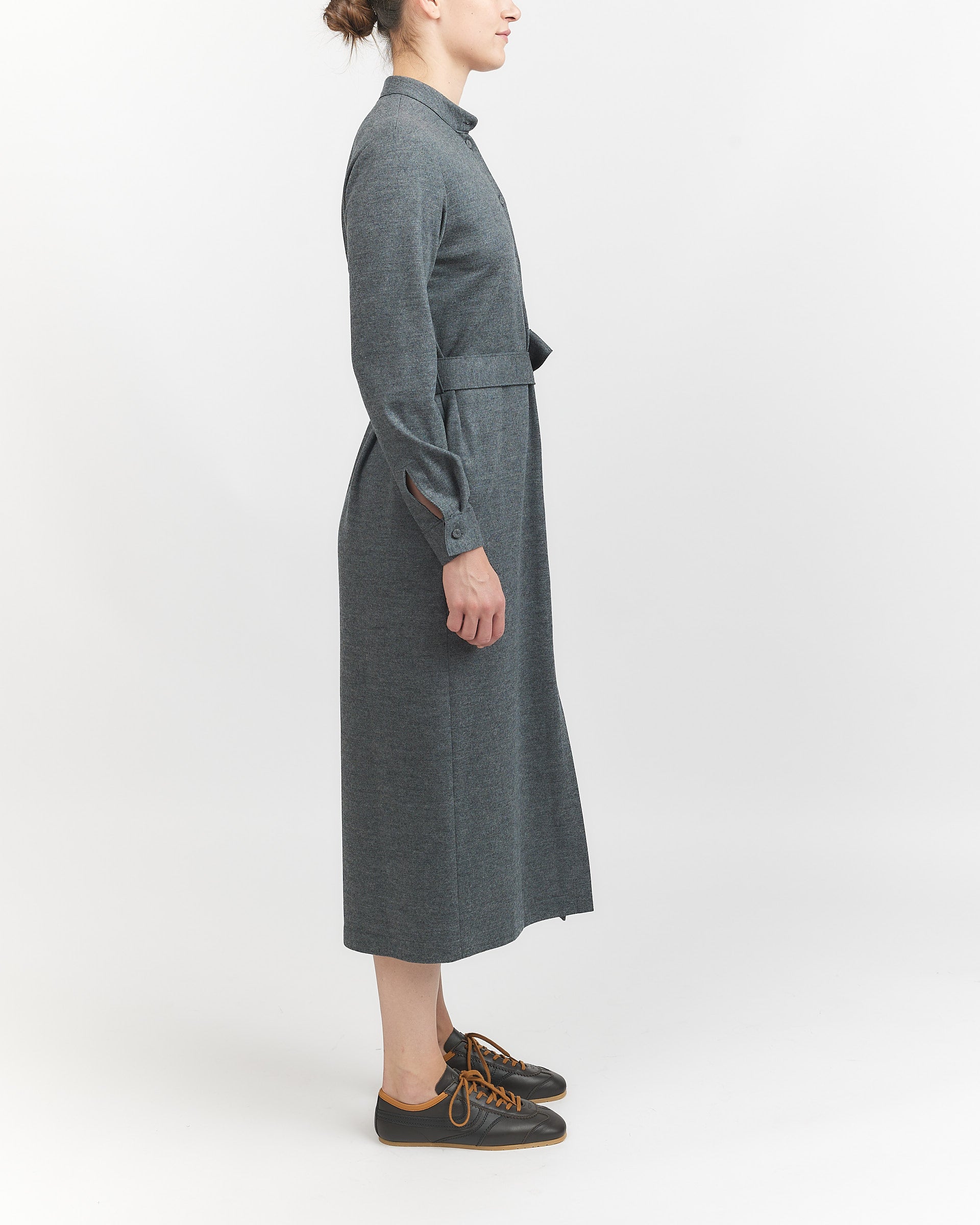 Harris Wharf Long Belted Shirt Dress Grey