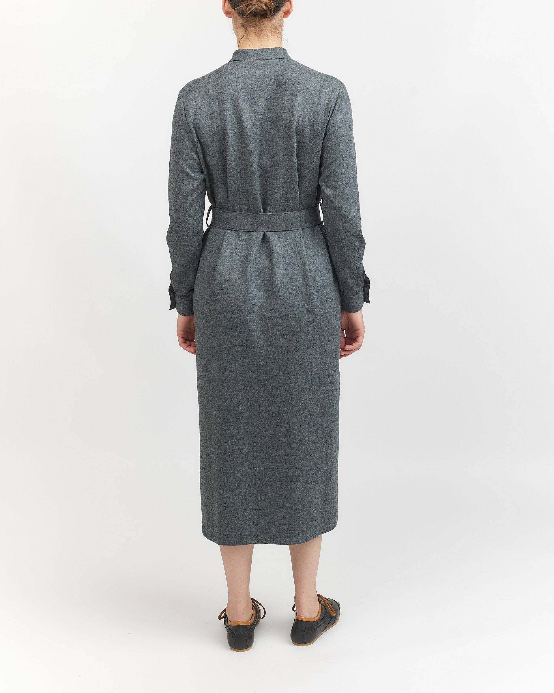 Harris Wharf Long Belted Shirt Dress Grey