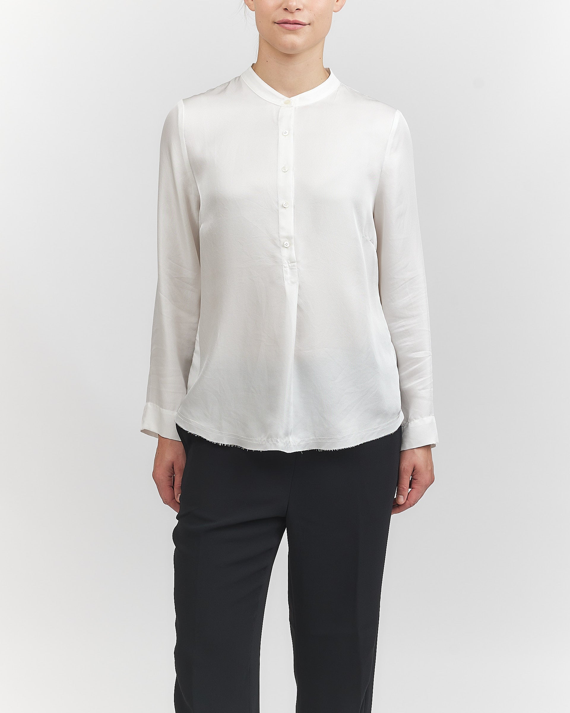 Raquel Allegra Perfect White Henley Blouse