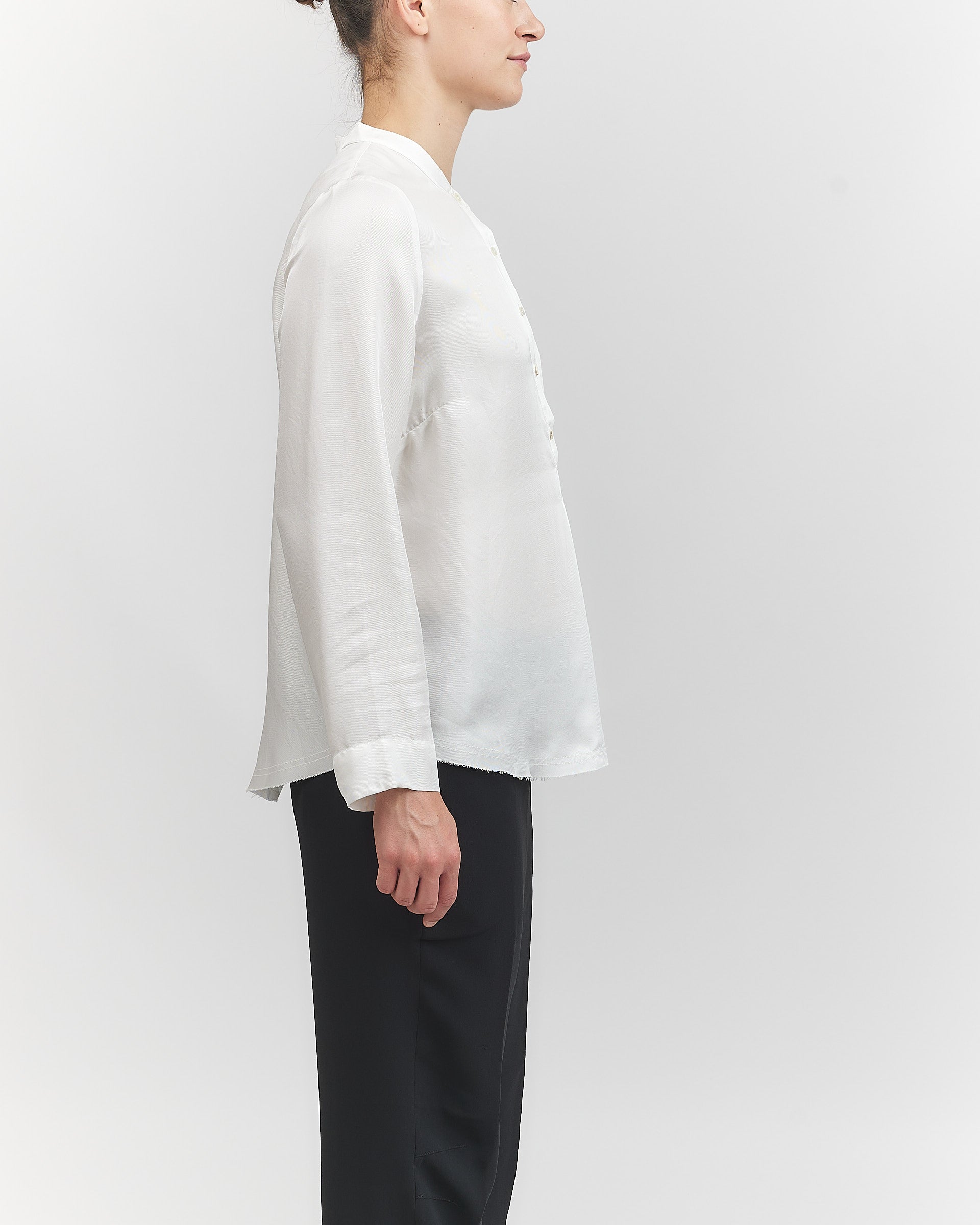 Raquel Allegra Perfect White Henley Blouse