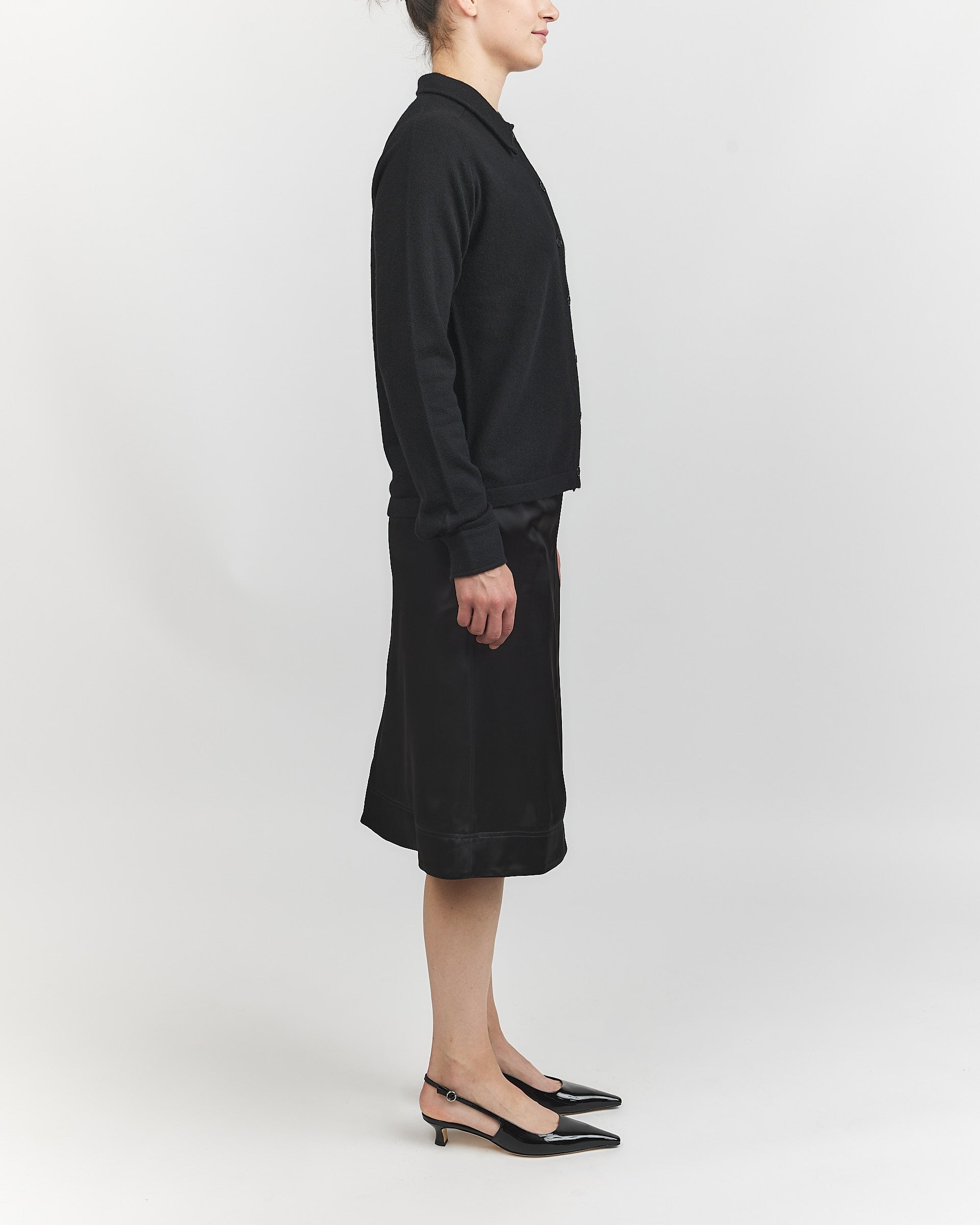 Toteme Paneled Satin Skirt Black