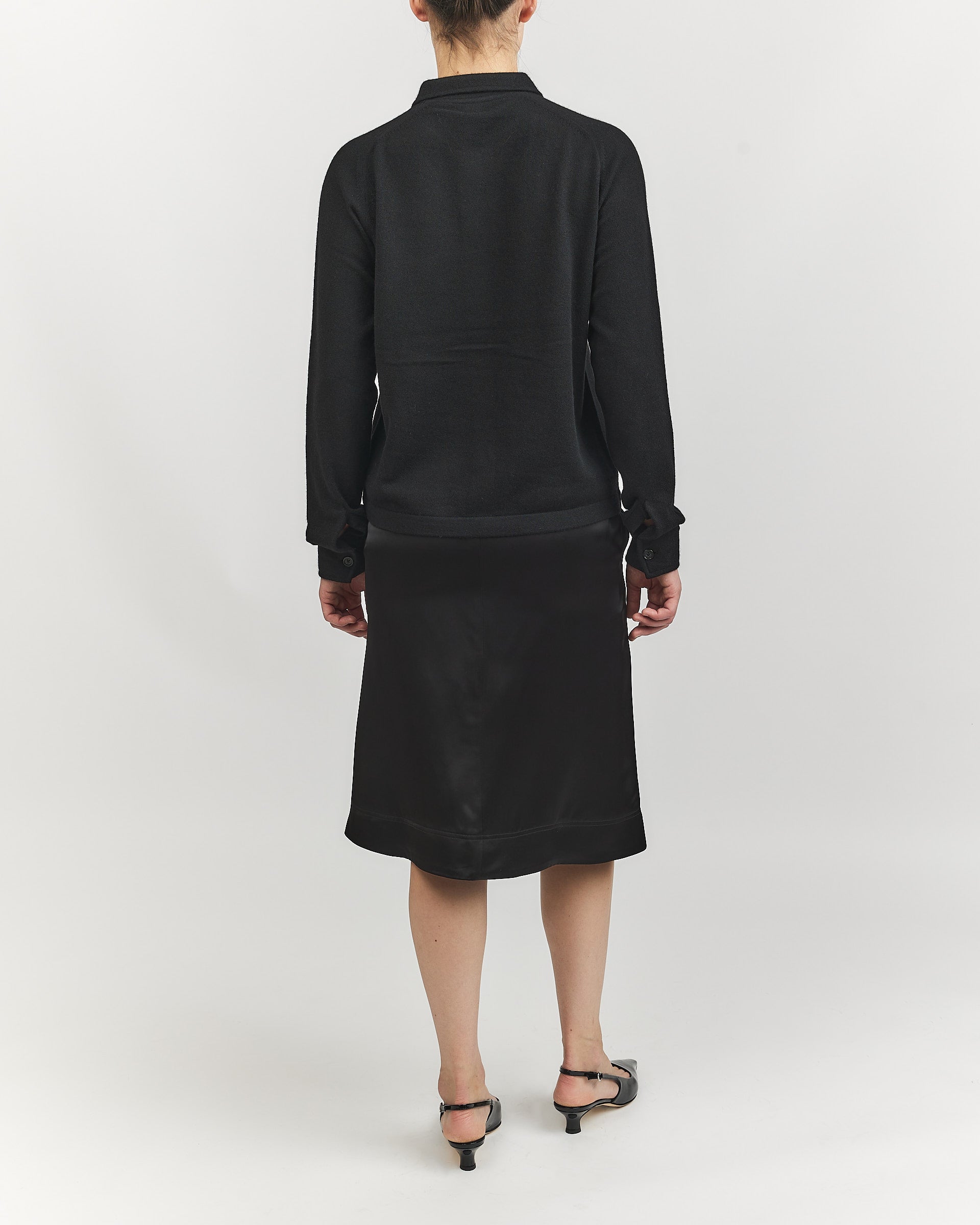 Toteme Paneled Satin Skirt Black