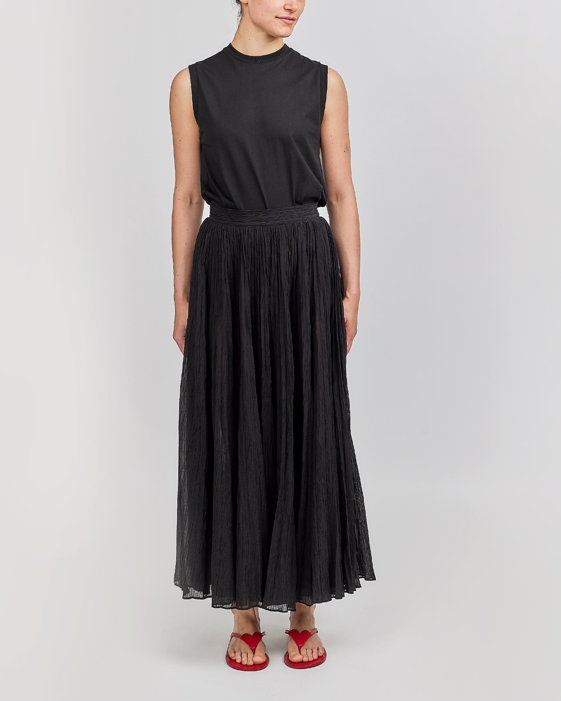 Toteme Crinkled Plissé Skirt Black