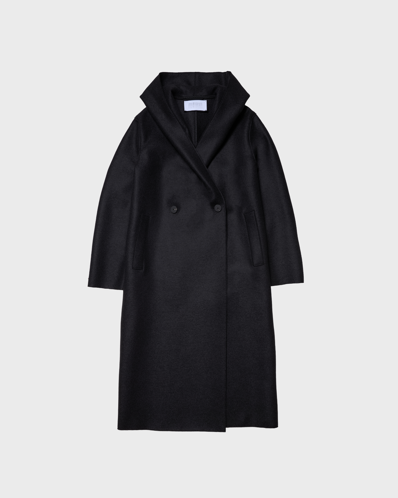 Harris Wharf London Black Long Hooded Coat