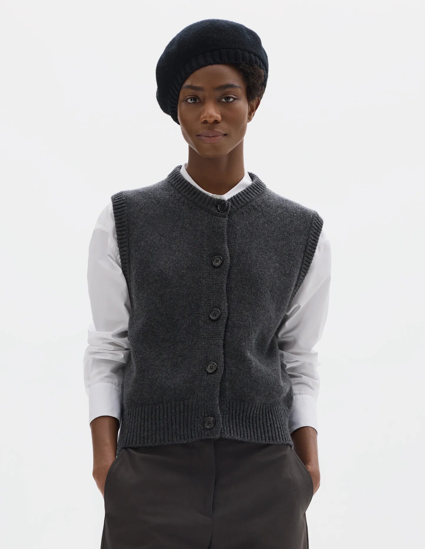 Margaret Howell Charcoal Knitted Gilet