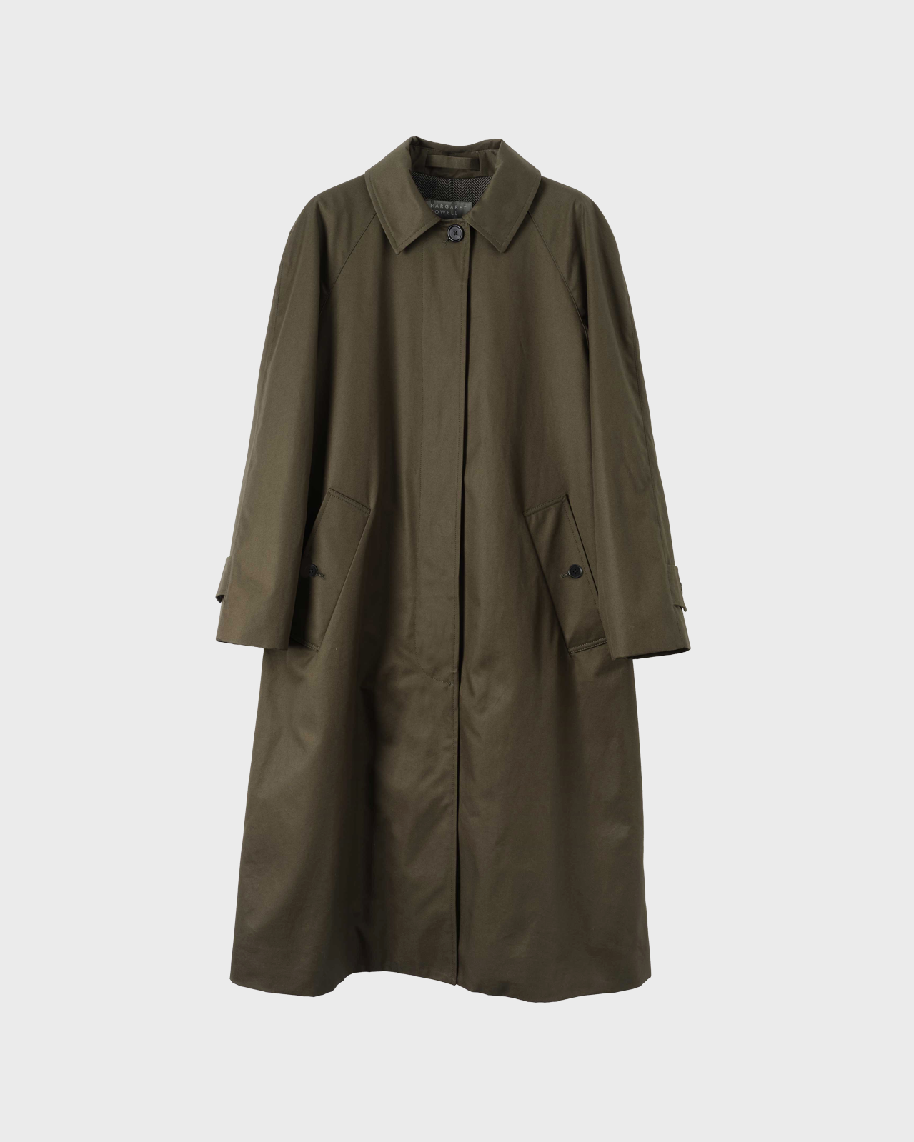 Margaret Howell Dark Khaki Raglan Mac Showerproof Coat