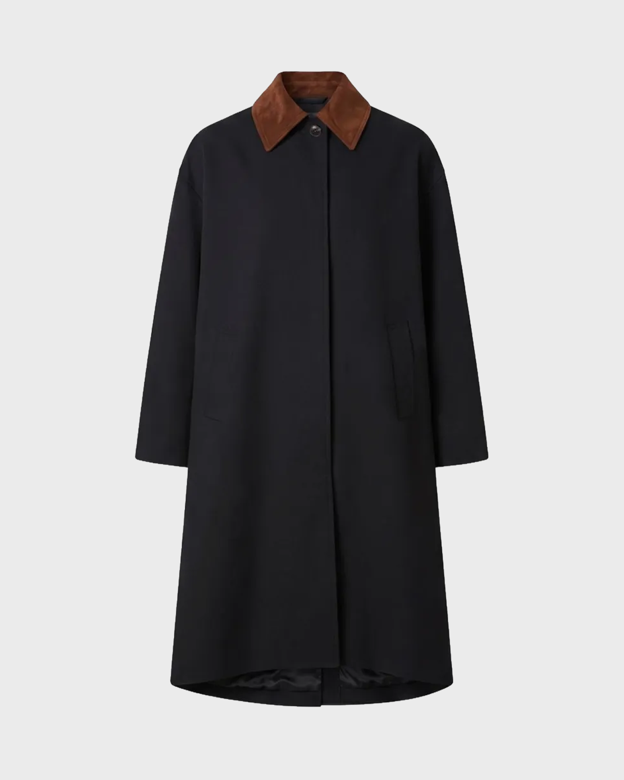 RÓHE Navy Suede Collar Coat