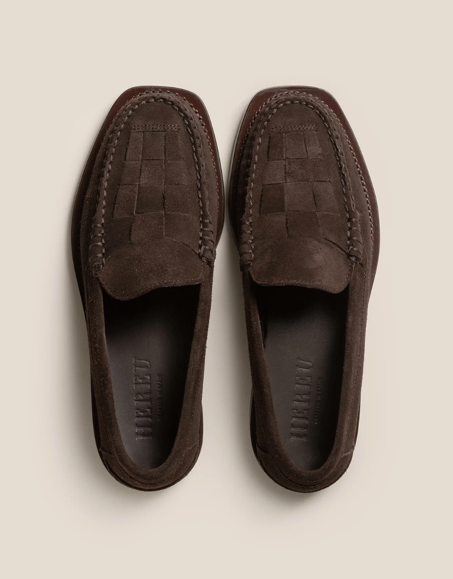 Hereu Nombela Suede Tassel Slip on Loafer Dark Brown