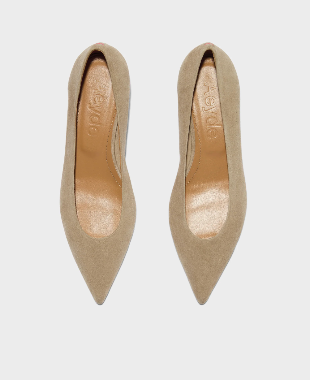 Aeyde Sand Cari Kid Suede Leather Pumps