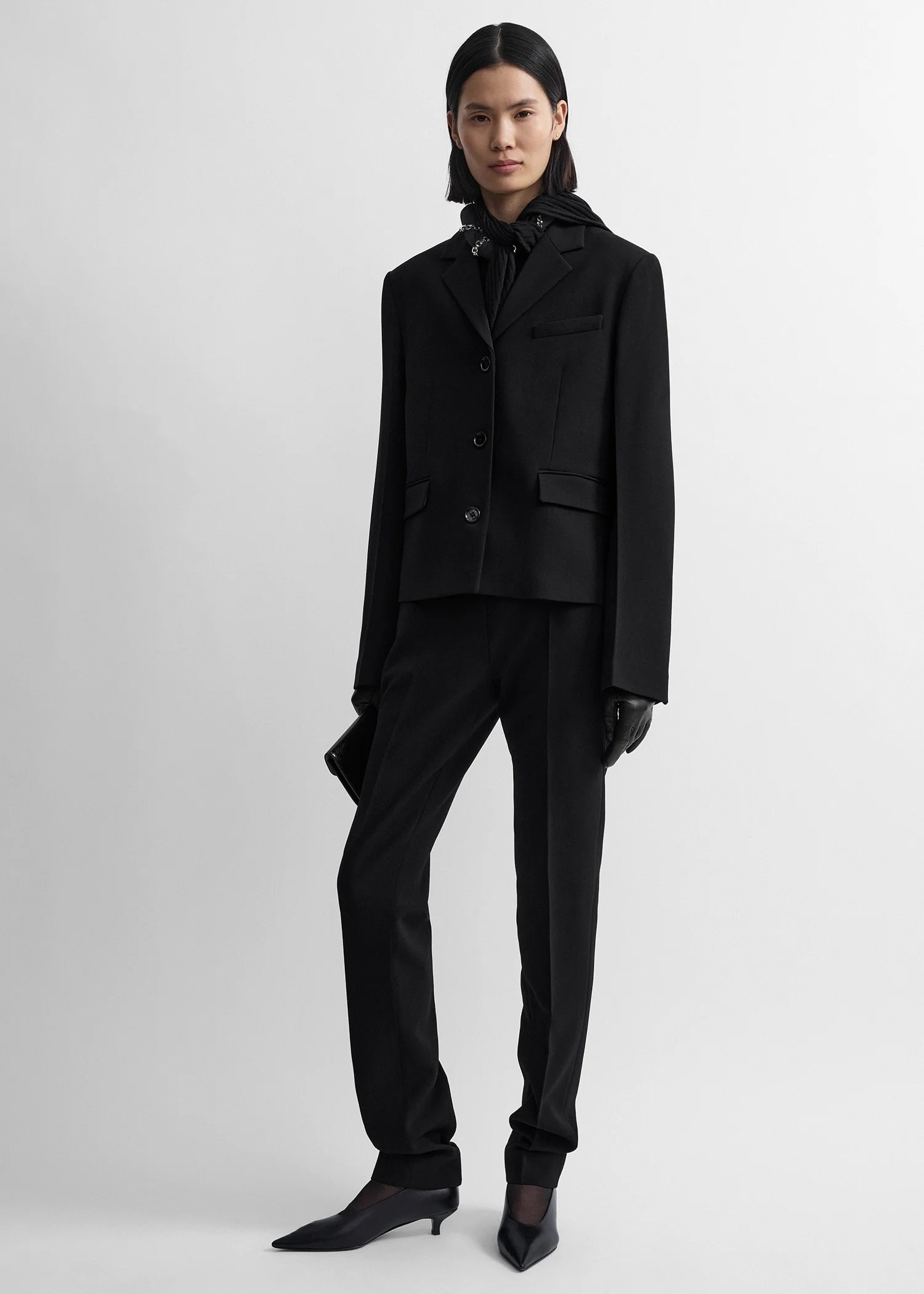 Toteme Black Short Stretch Wool Blazer