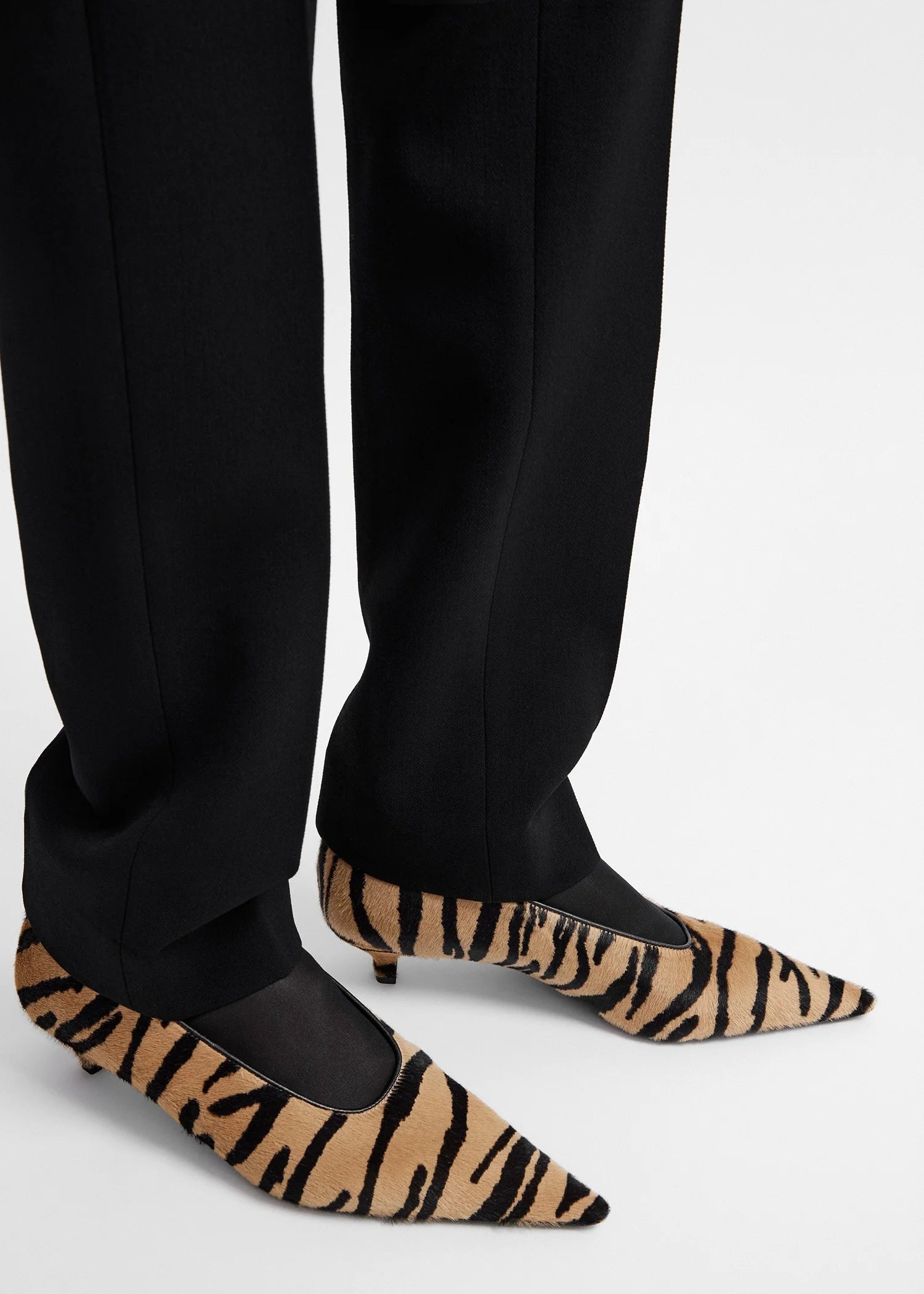 Toteme Tiger Sharp Pony Hair Kitten Pumps
