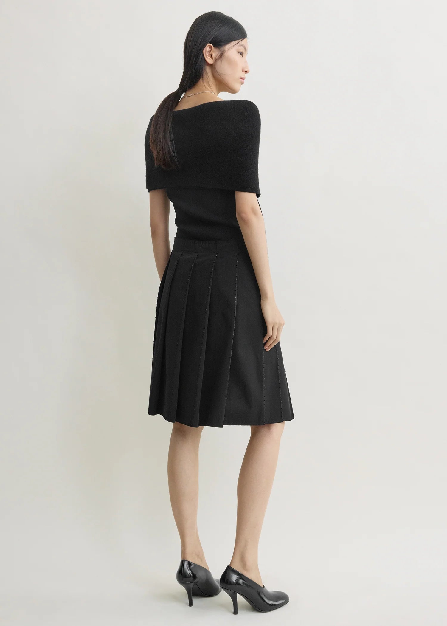 Toteme Black Beaded Pleat Skirt