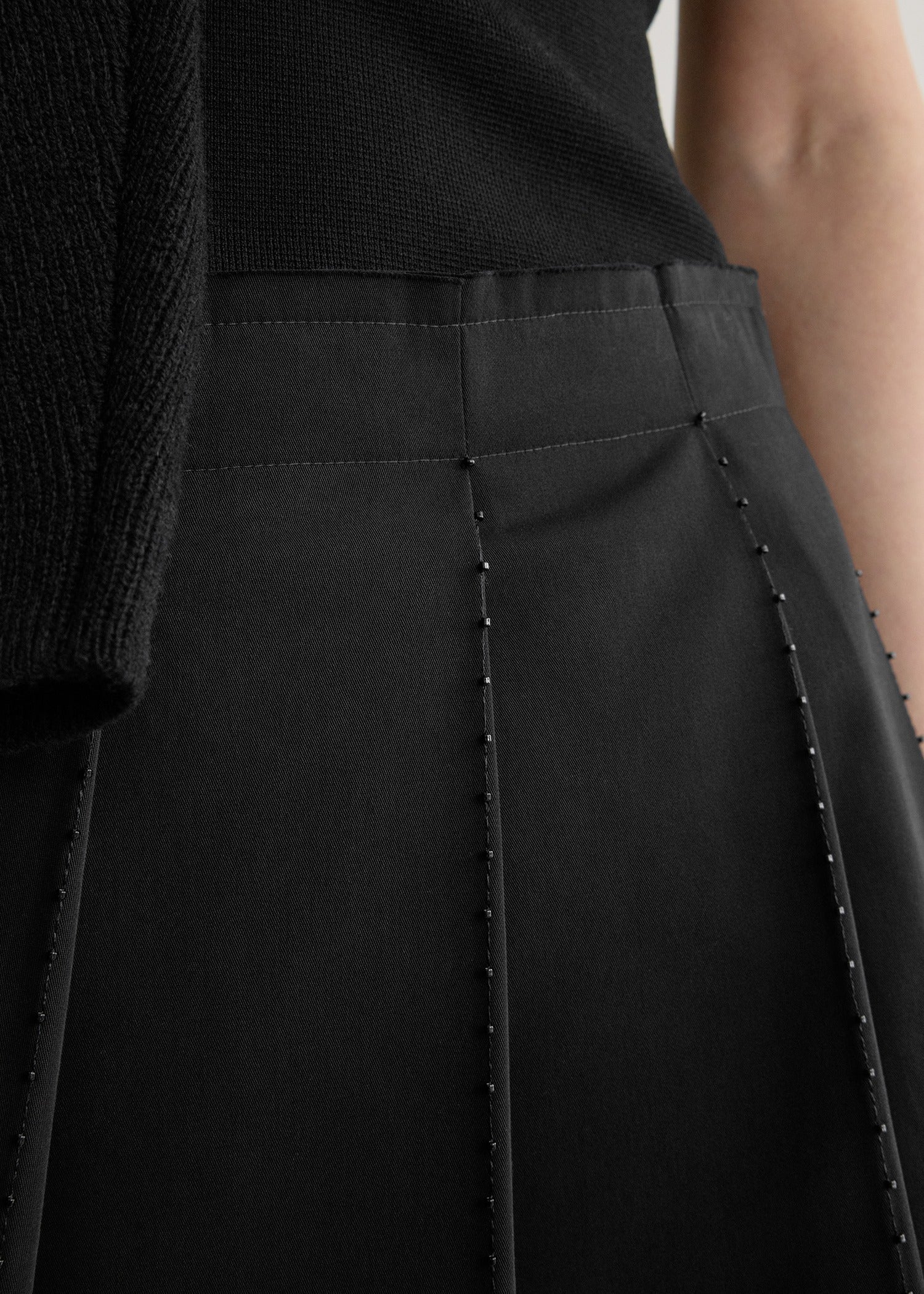 Toteme Black Beaded Pleat Skirt