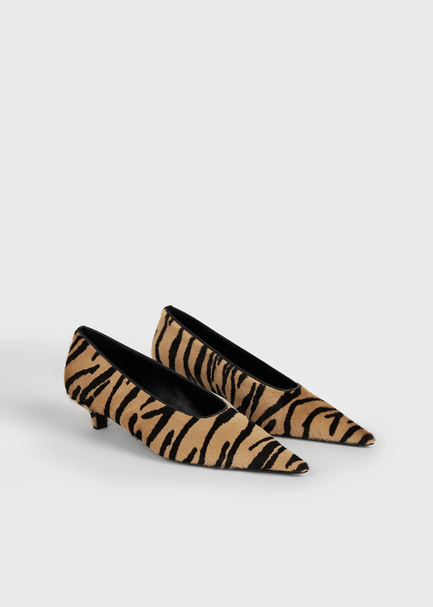 Toteme Tiger Sharp Pony Hair Kitten Pumps