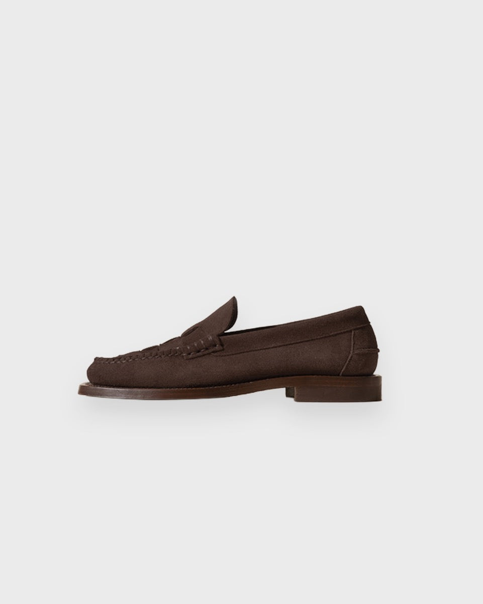 Hereu Nombela Suede Tassel Slip on Loafer Dark Brown
