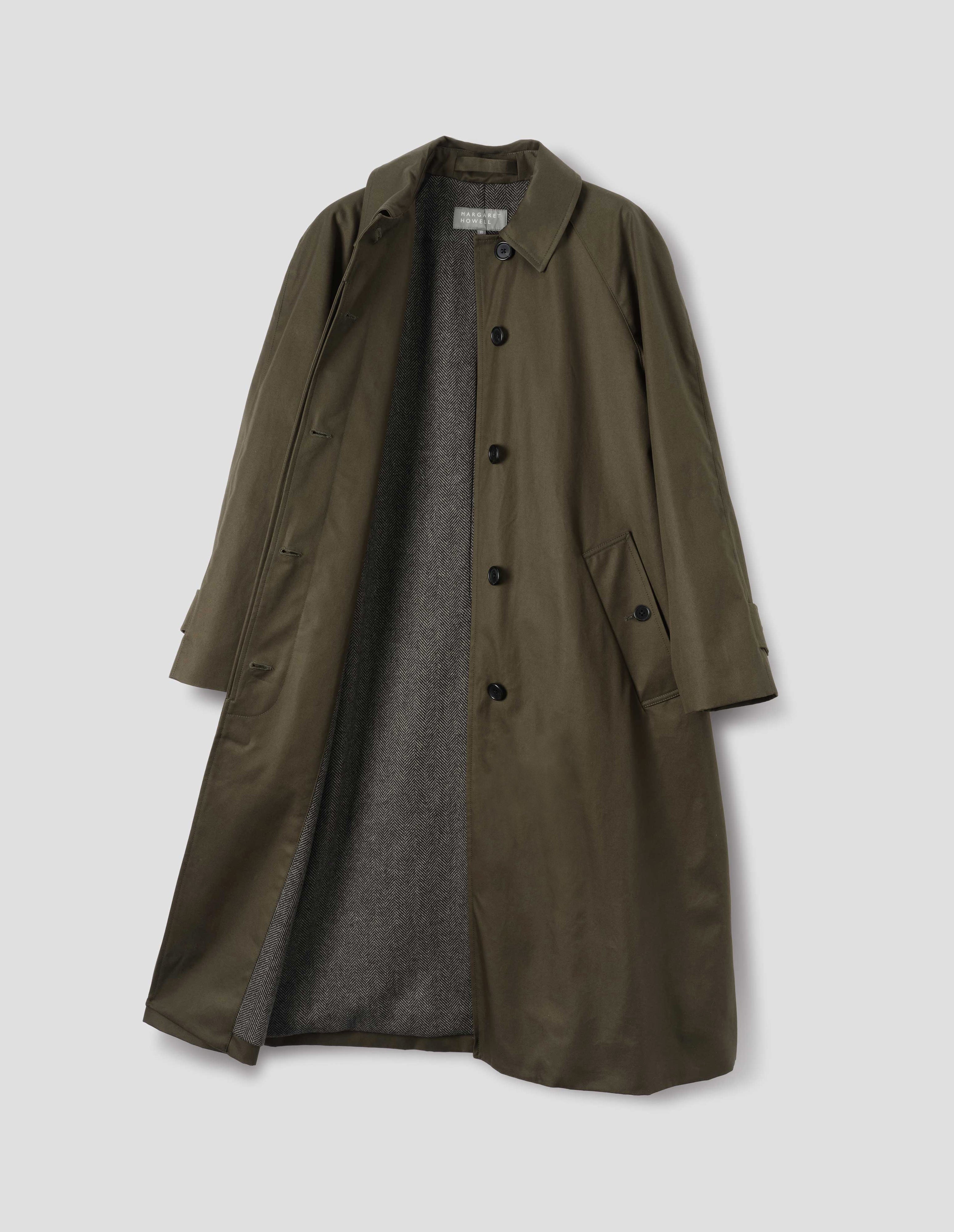 Margaret Howell Dark Khaki Raglan Mac Showerproof Coat