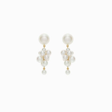 Seoul spinel and pearl chain earring by Sara Jin Mi